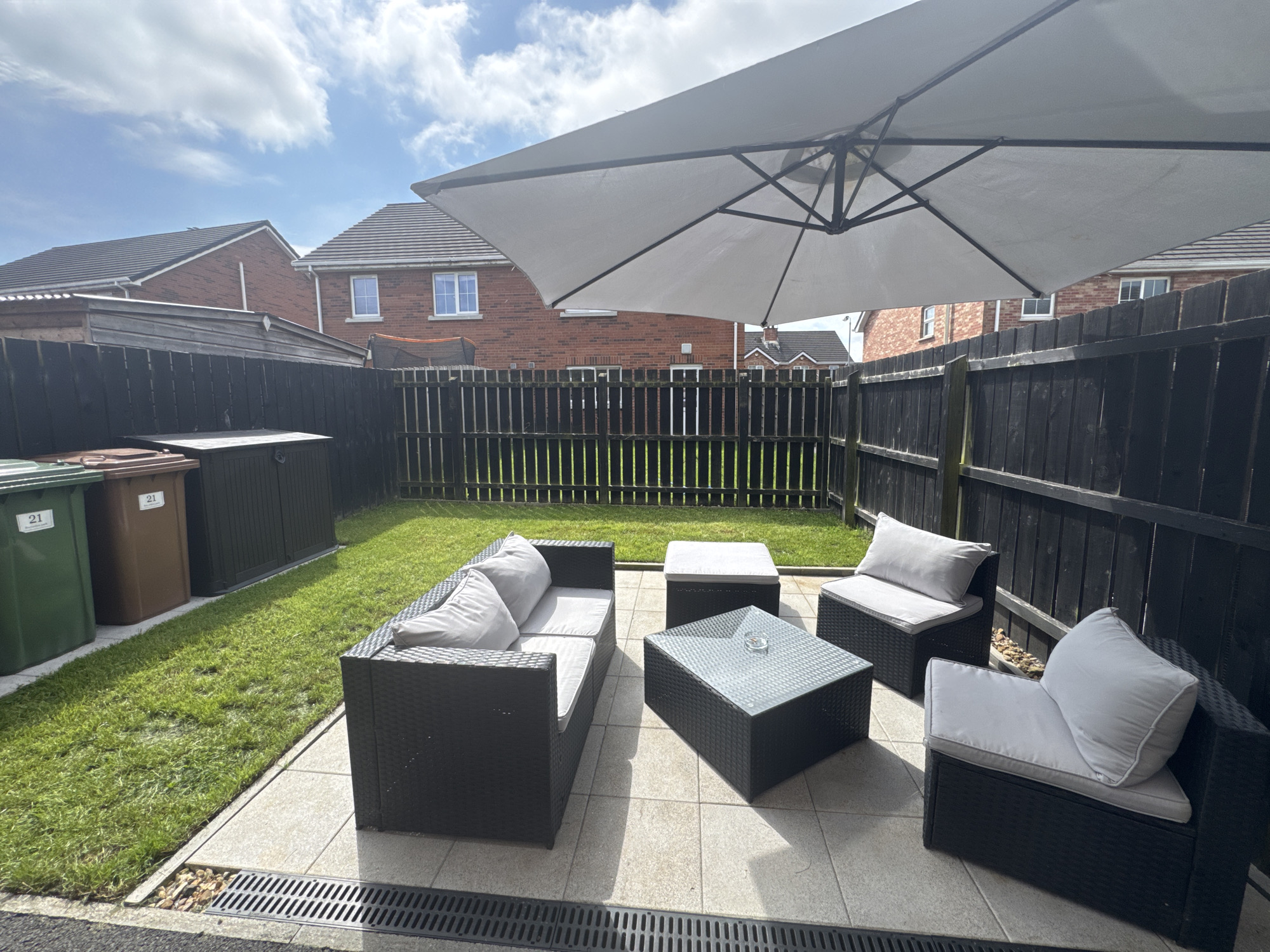 Sunny afternoon in a Craigavon backyard patio