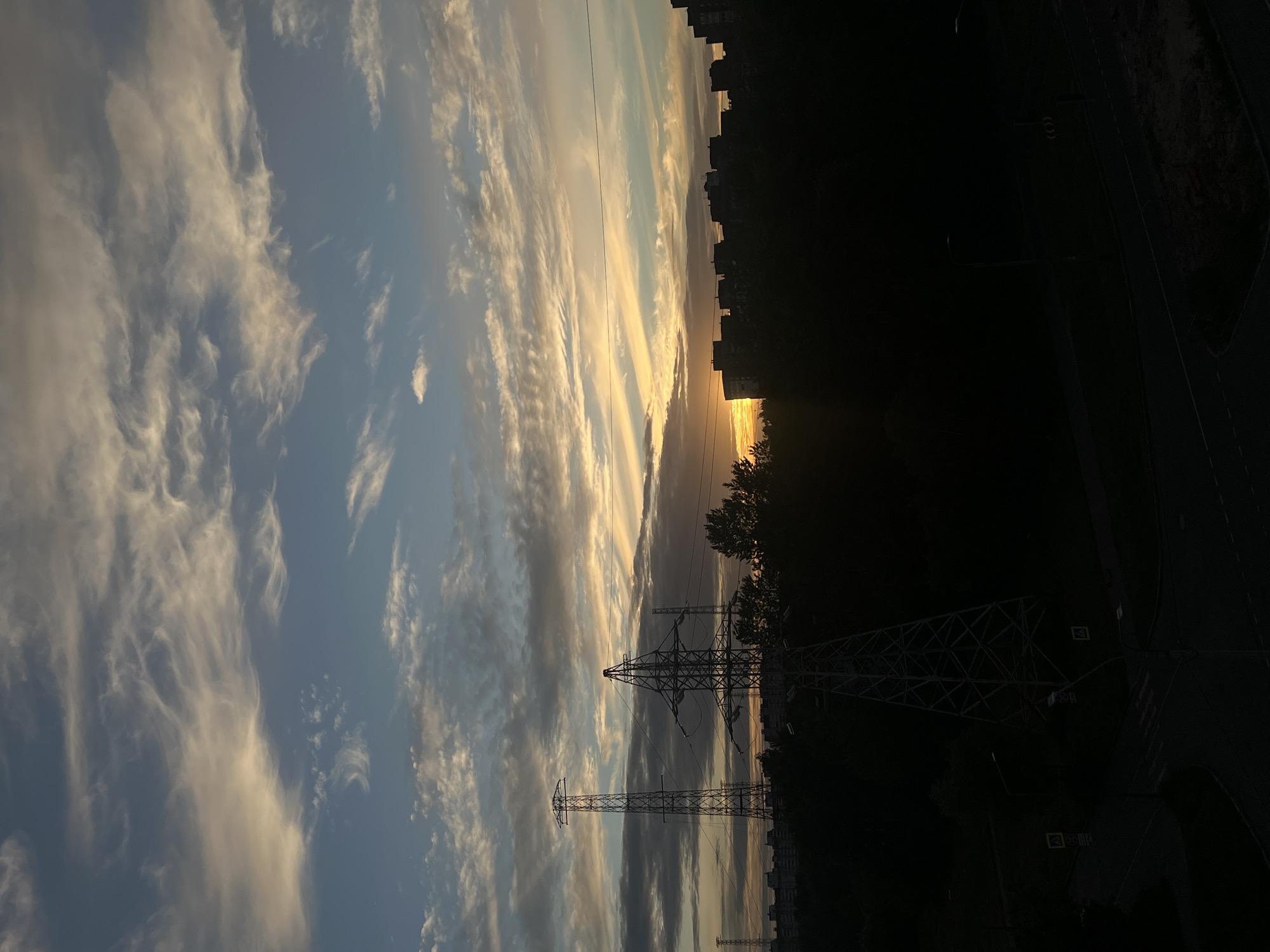 Golden hour clouds roll over the Saint Petersburg skyline