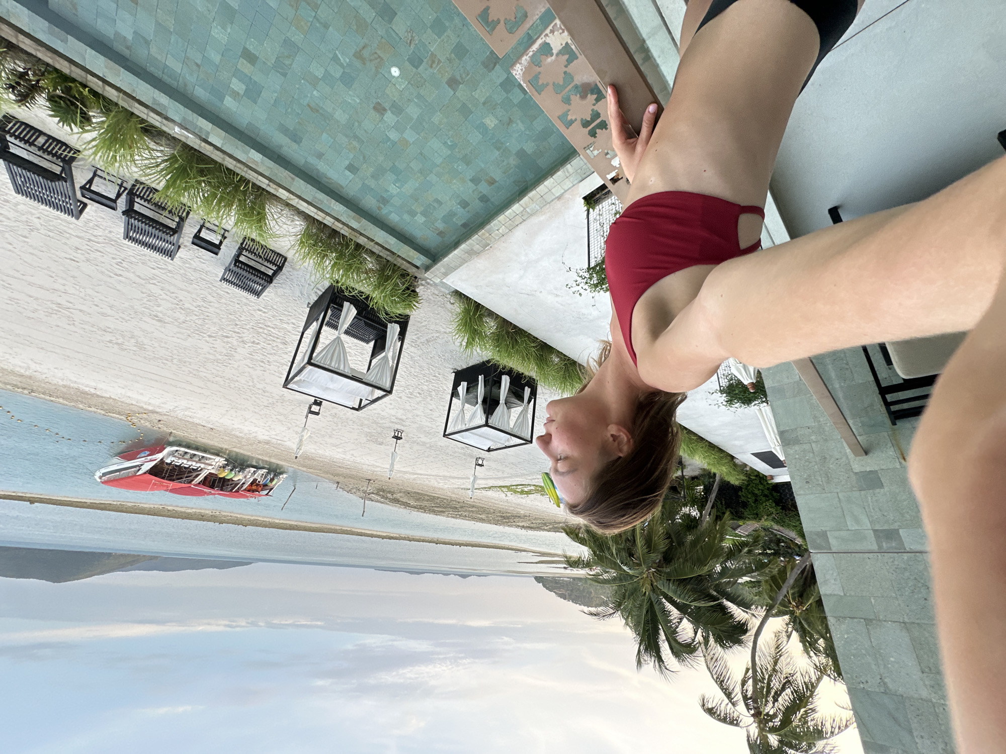Beachfront balcony and flower petal bath setup in Ko Samui