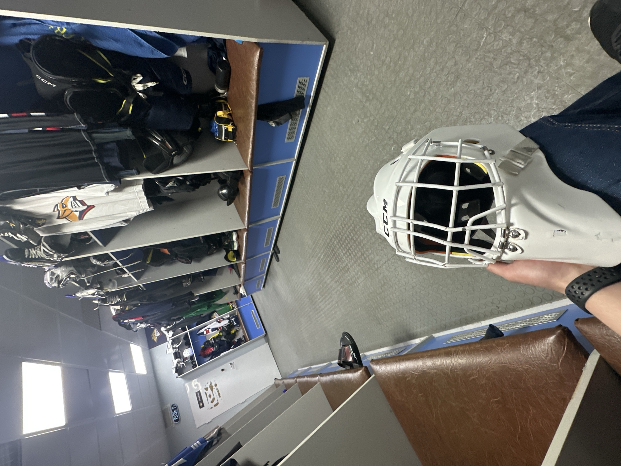 Hockey locker room documented in early morning session