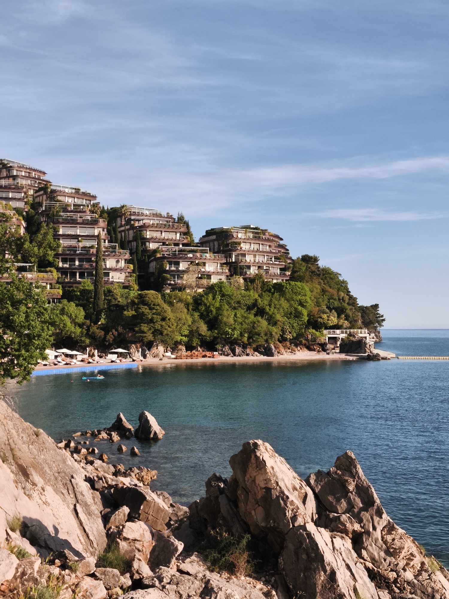 Coastal views documented from elevated position in Budva cove