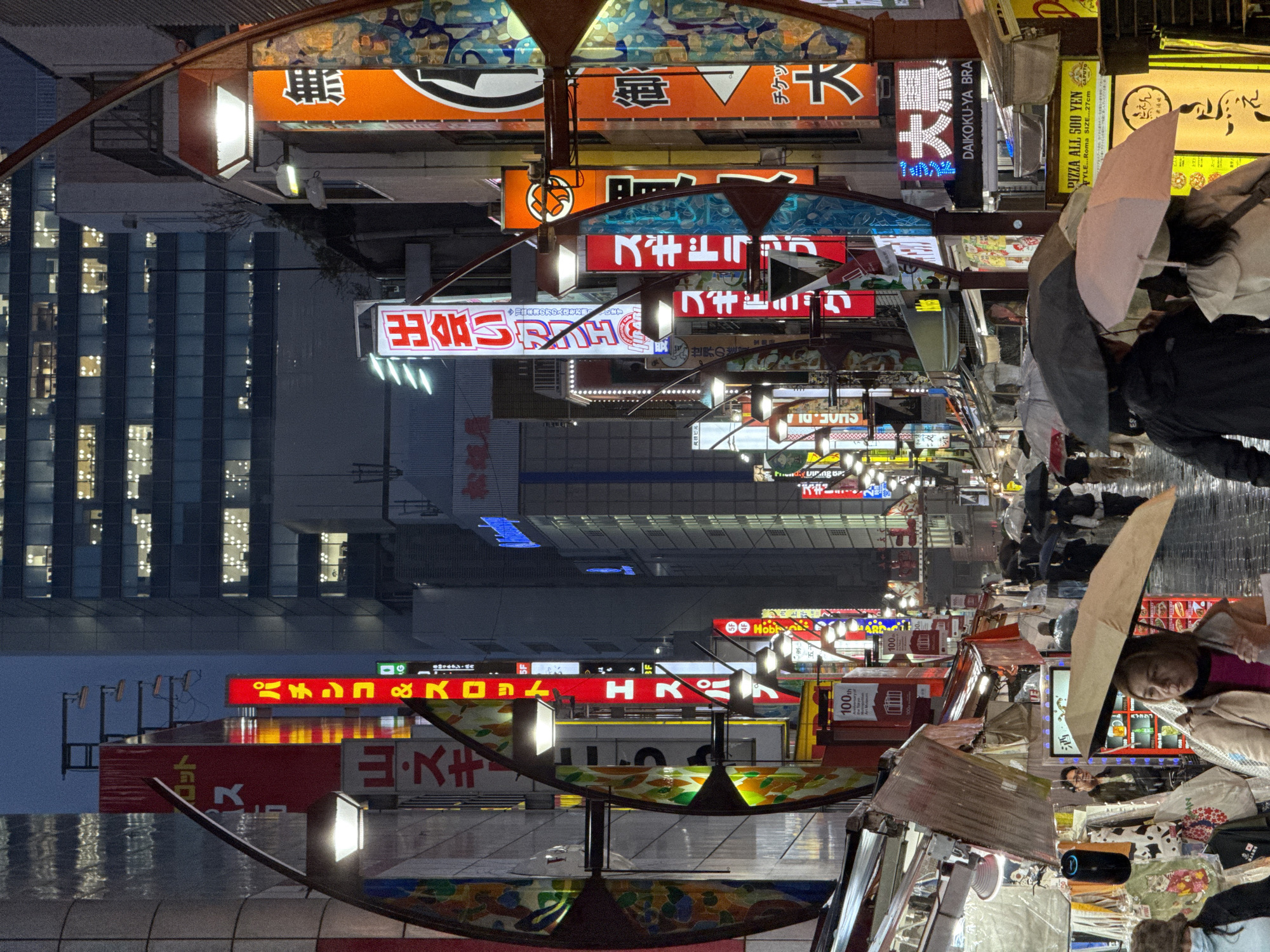 Rainy evening draws crowds to Taito's Ameyoko market streets