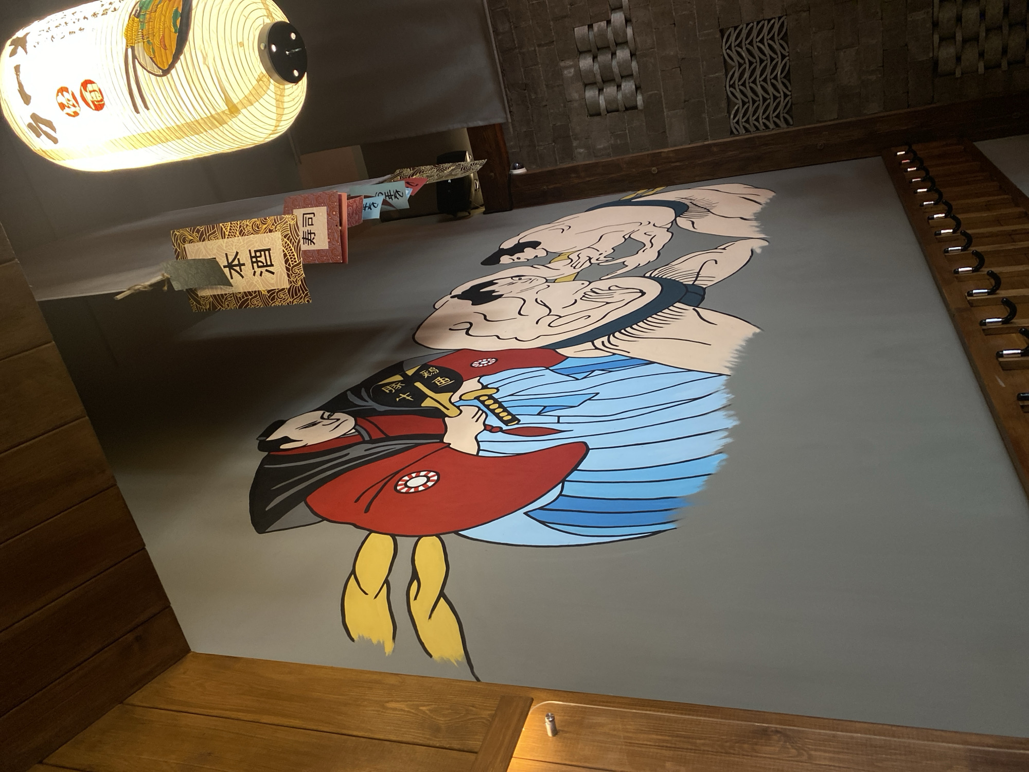Japanese-themed restaurant interior documented in Krasnoyarsk, Russia