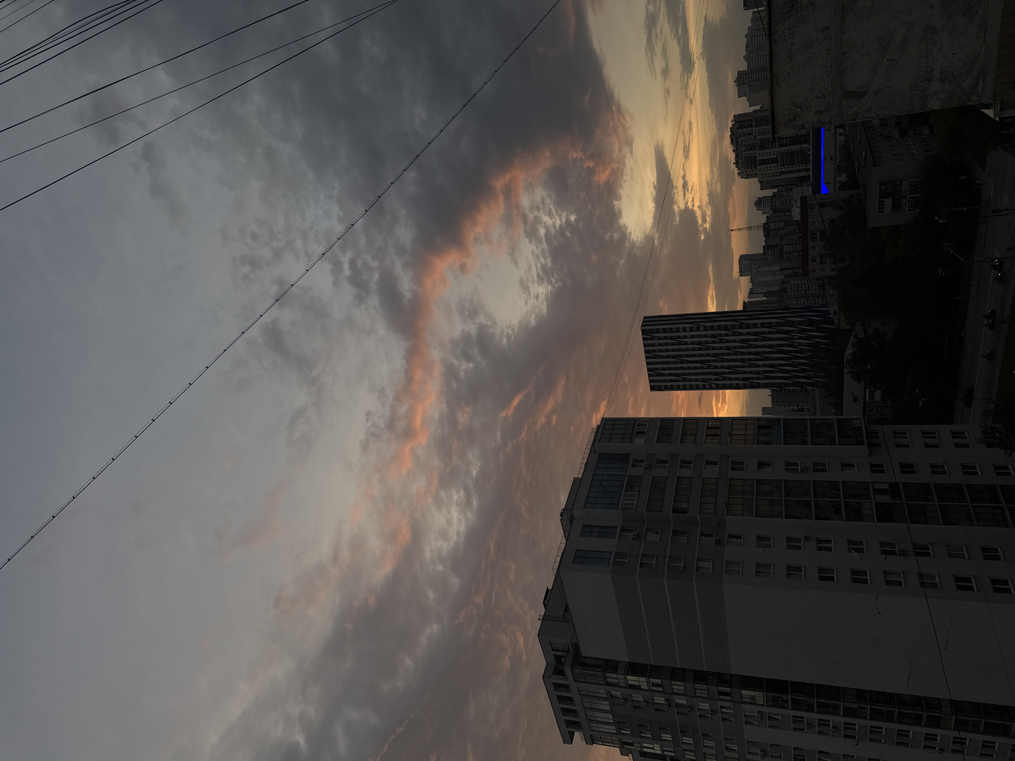 Yekaterinburg skyline at dusk, shifting from golden hour to night