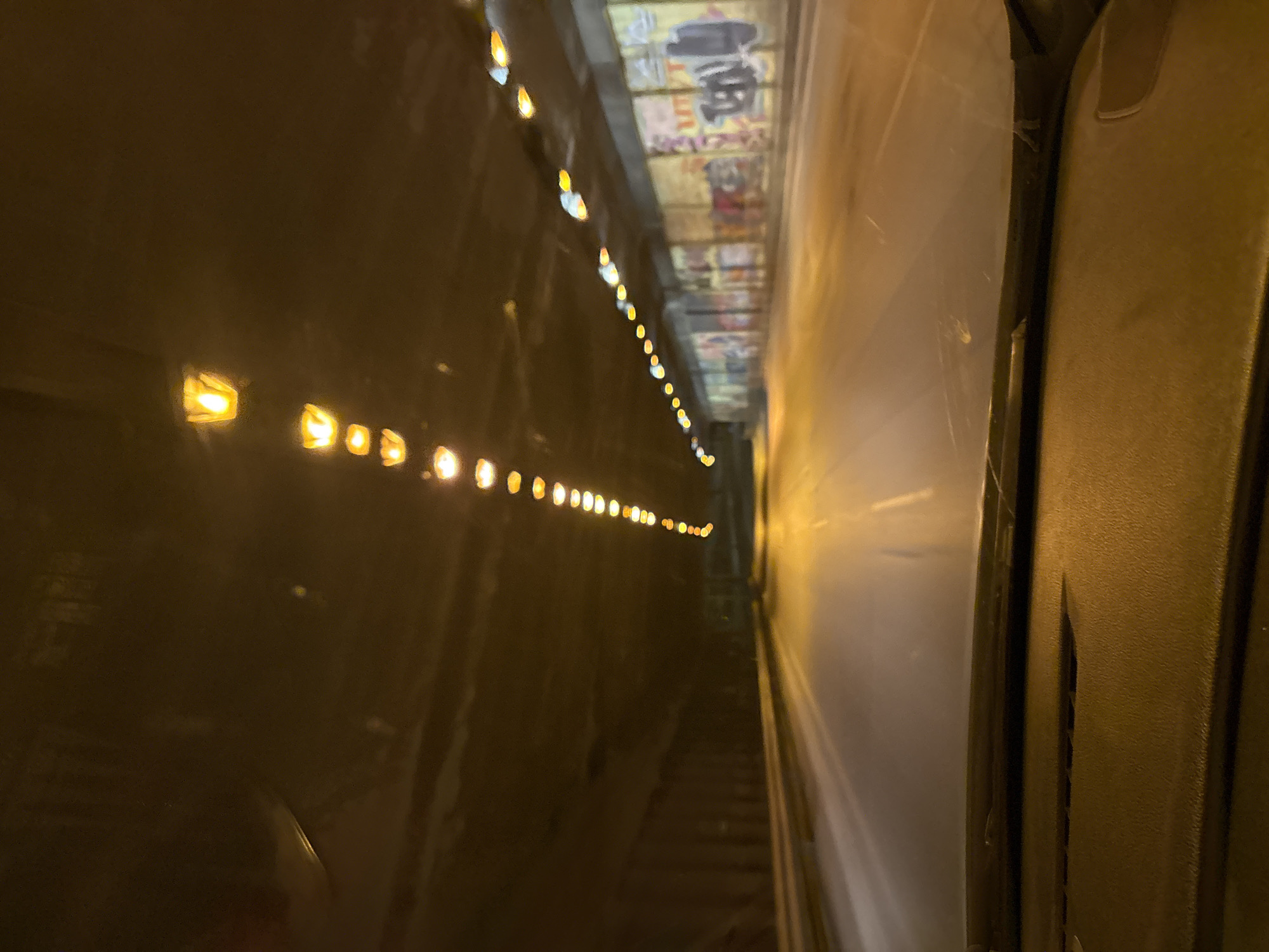 Nighttime tunnel and street scenes captured in Sofia