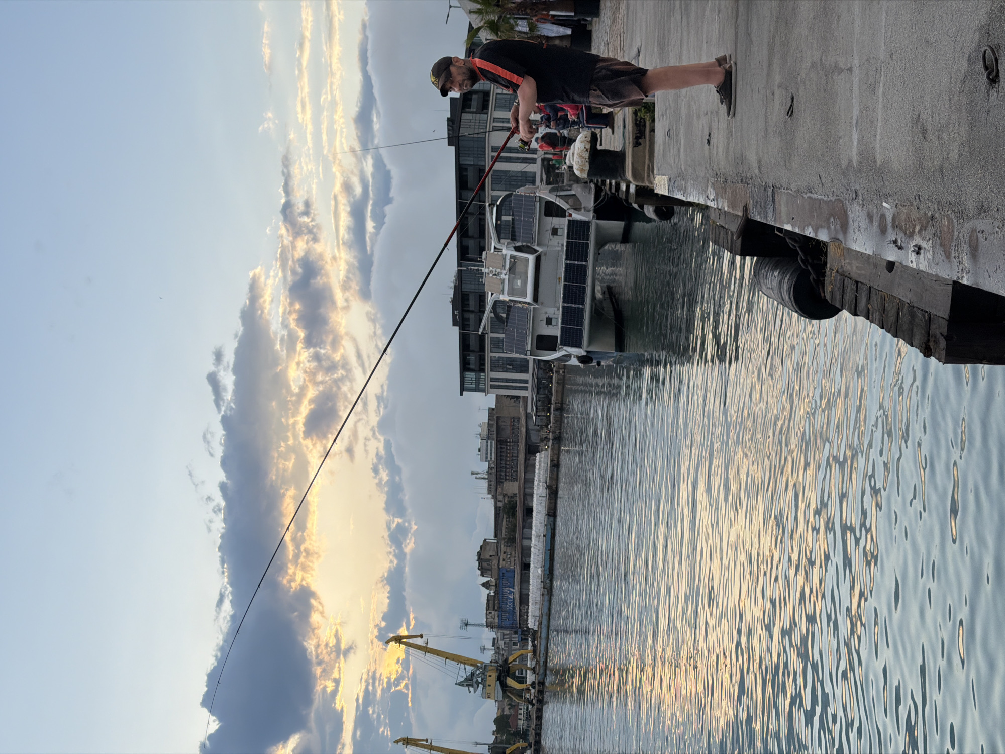 Evening port life documented in Burgas, Bulgaria