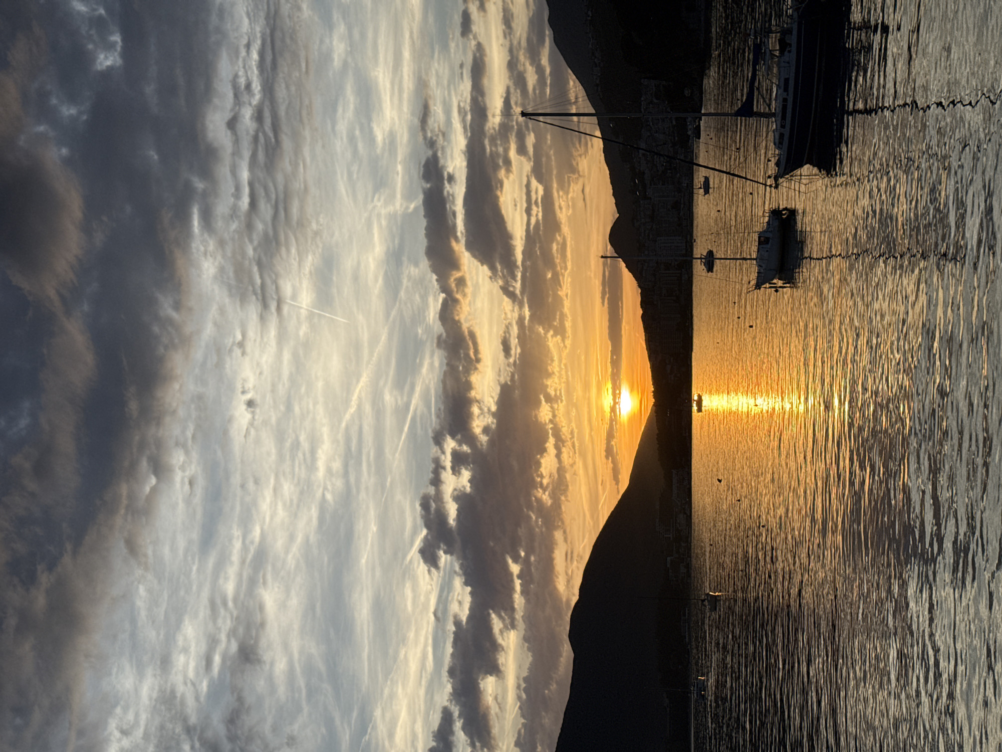 Sunset observed over Bay of Kotor in Herceg Novi