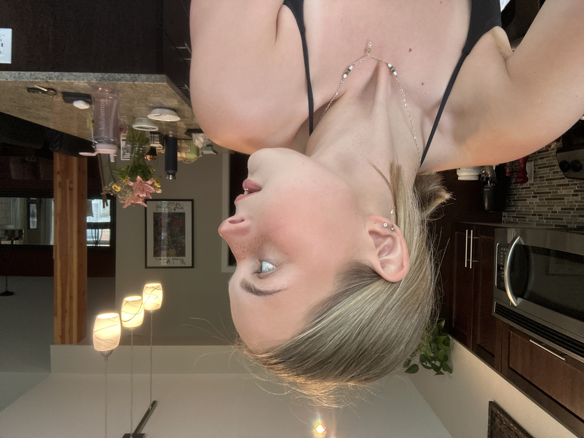 Upside-down portrait captured in Whistler home interior