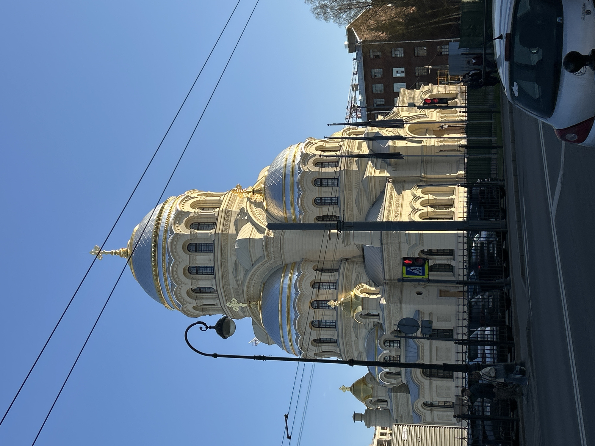 Sunny afternoon view of Naval Cathedral in Saint Petersburg