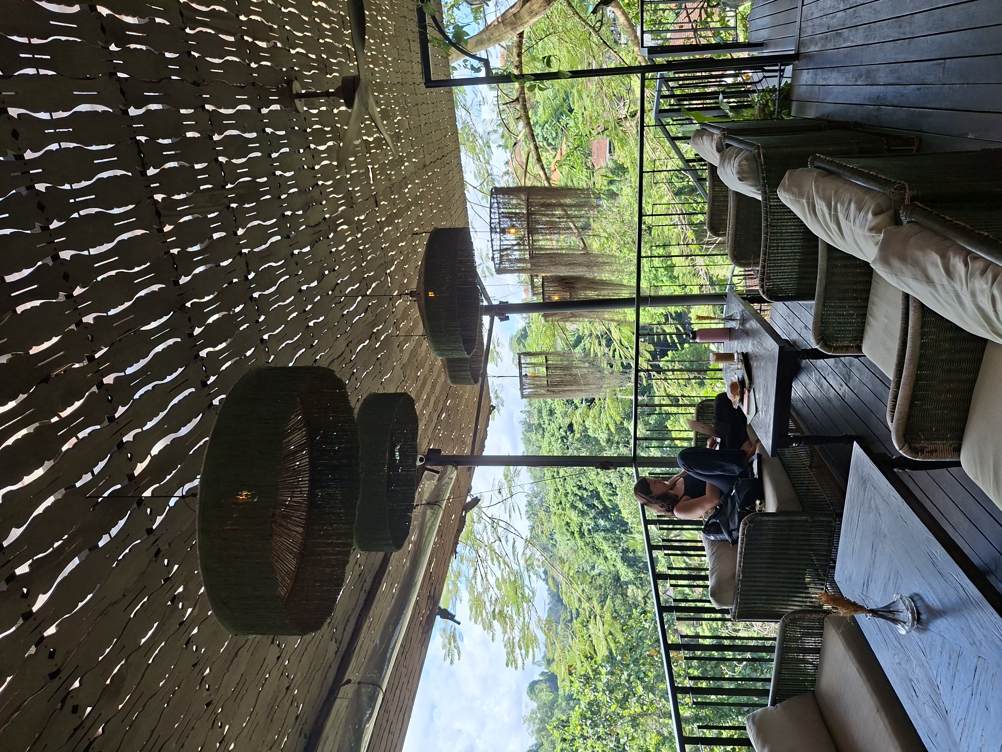 Morning dining scenes captured at tropical restaurant in Ubud