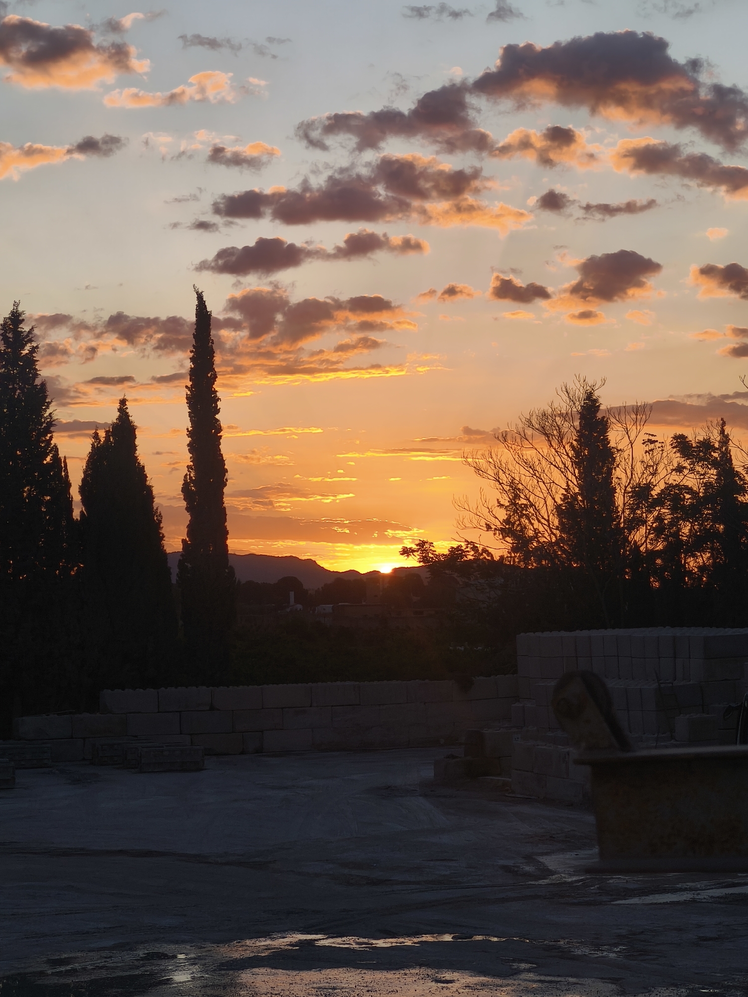 Sunset observed over industrial area near Bétera, Spain
