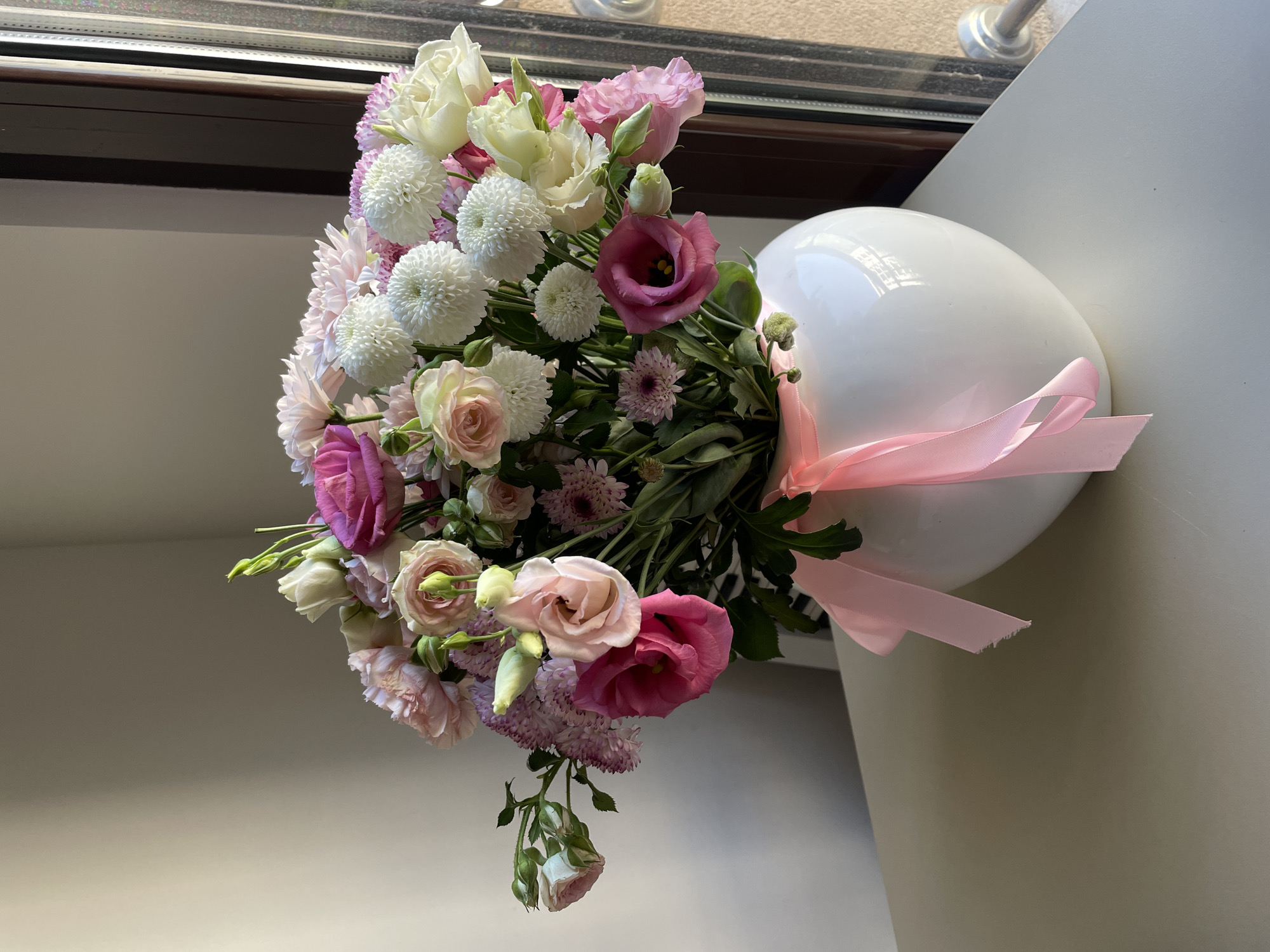 Colorful flower bouquet spotted on desk in Boreti, Montenegro