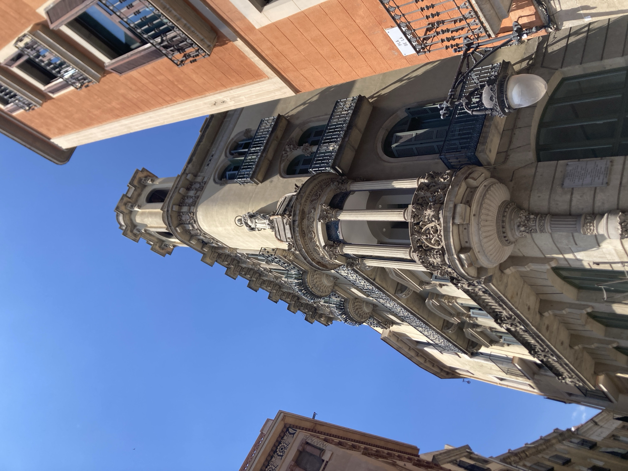 Barcelona street life: ornate facades, construction, and street art