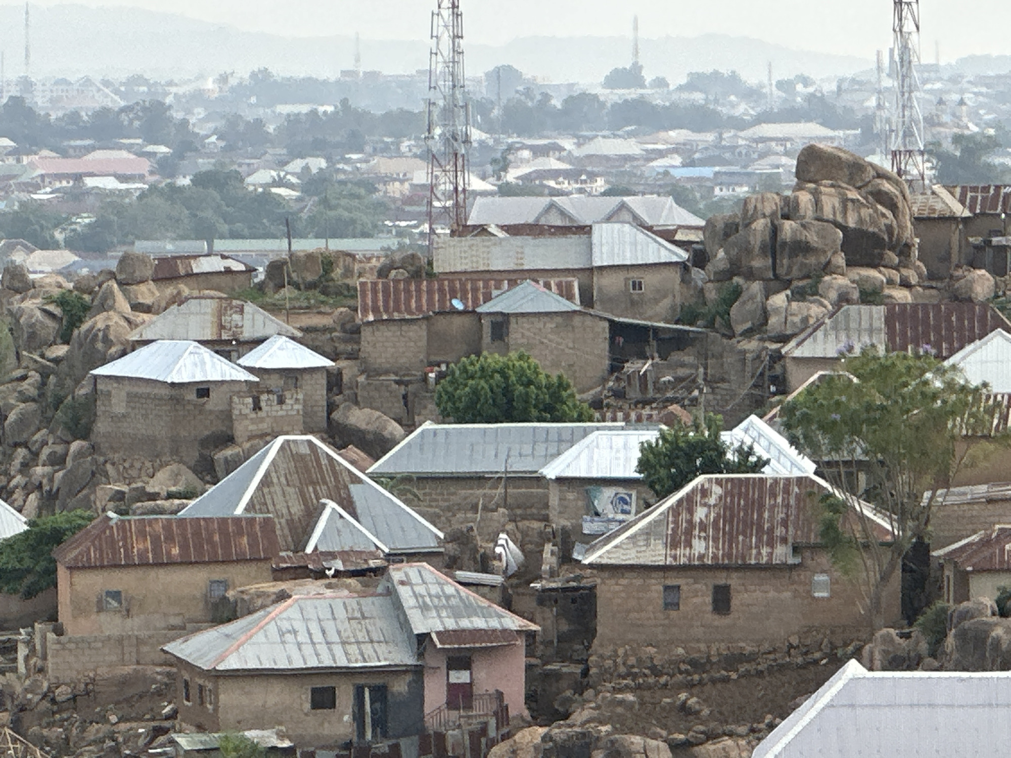 Aerial views capture Jos Nigeria's rocky residential neighborhoods