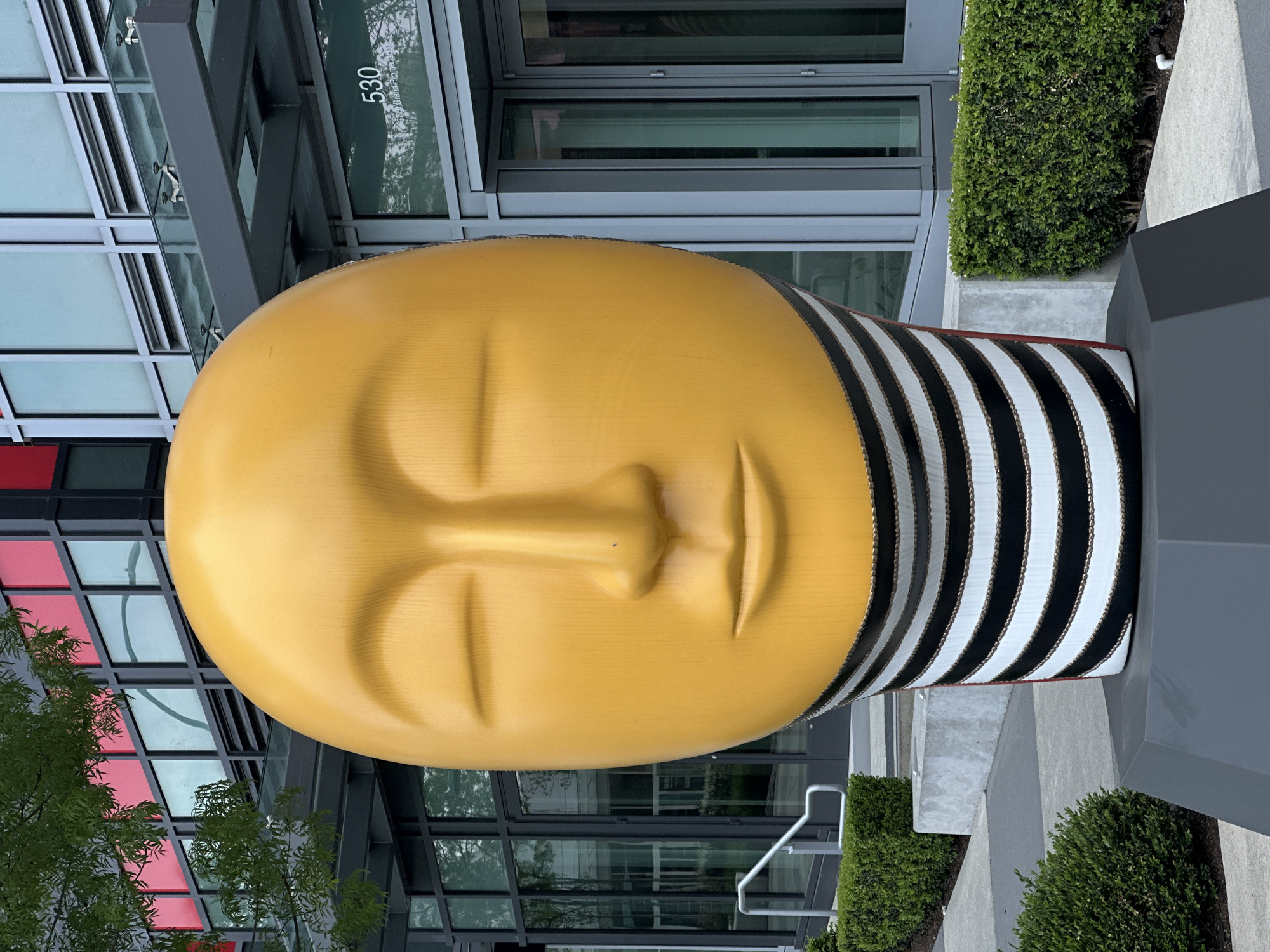 Large Yellow Head Sculptures Spotted in Burnaby Streets