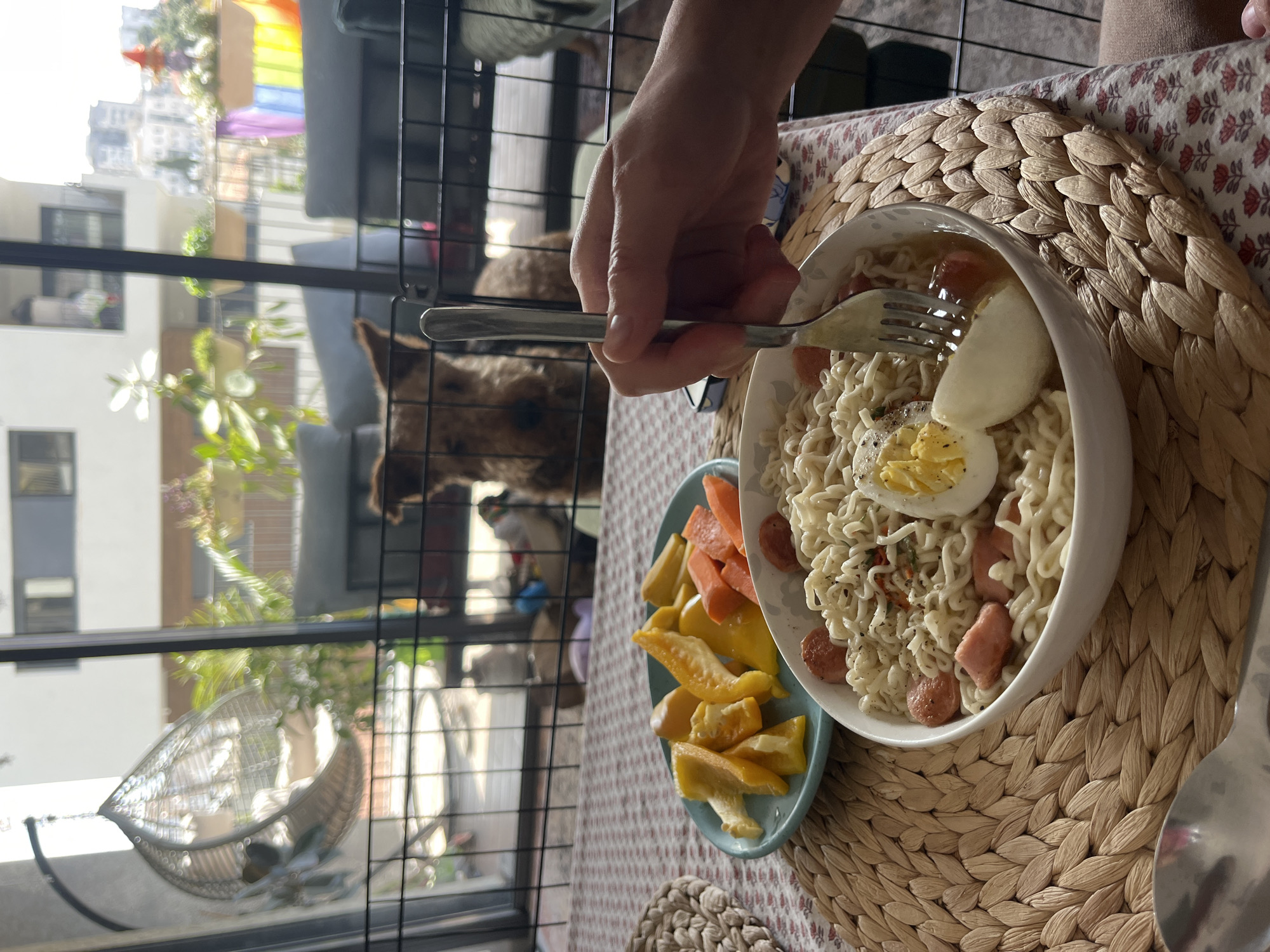 Morning ramen meal and urban scenes documented in Ramat Gan