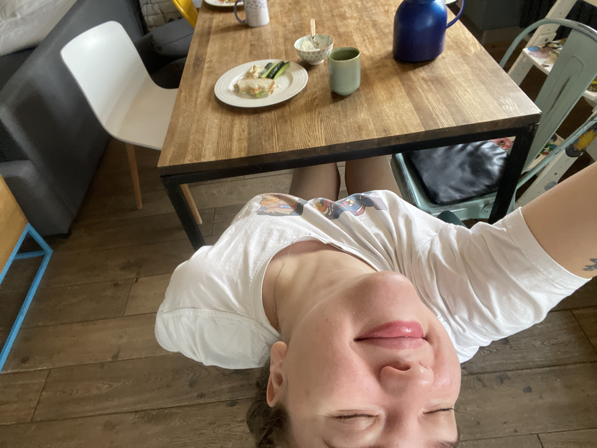 Morning breakfast scene documented in Moscow residential kitchen