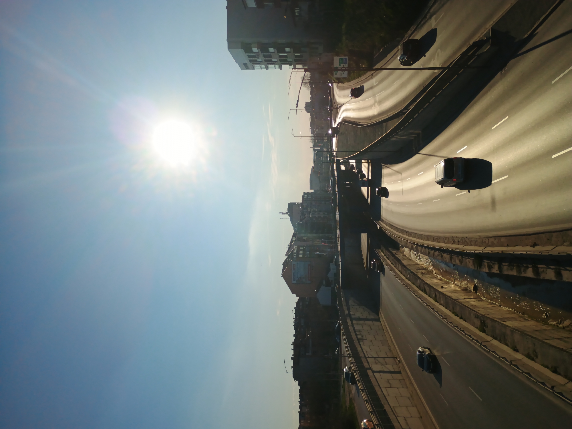 Traffic flows on sunny Varna highway, Bulgaria