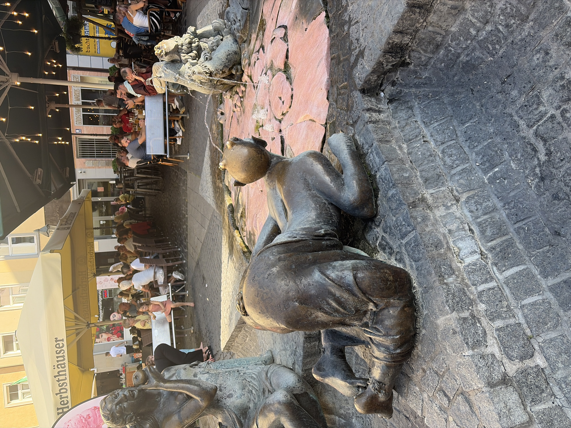 Afternoon stroll through decorated streets in central Würzburg