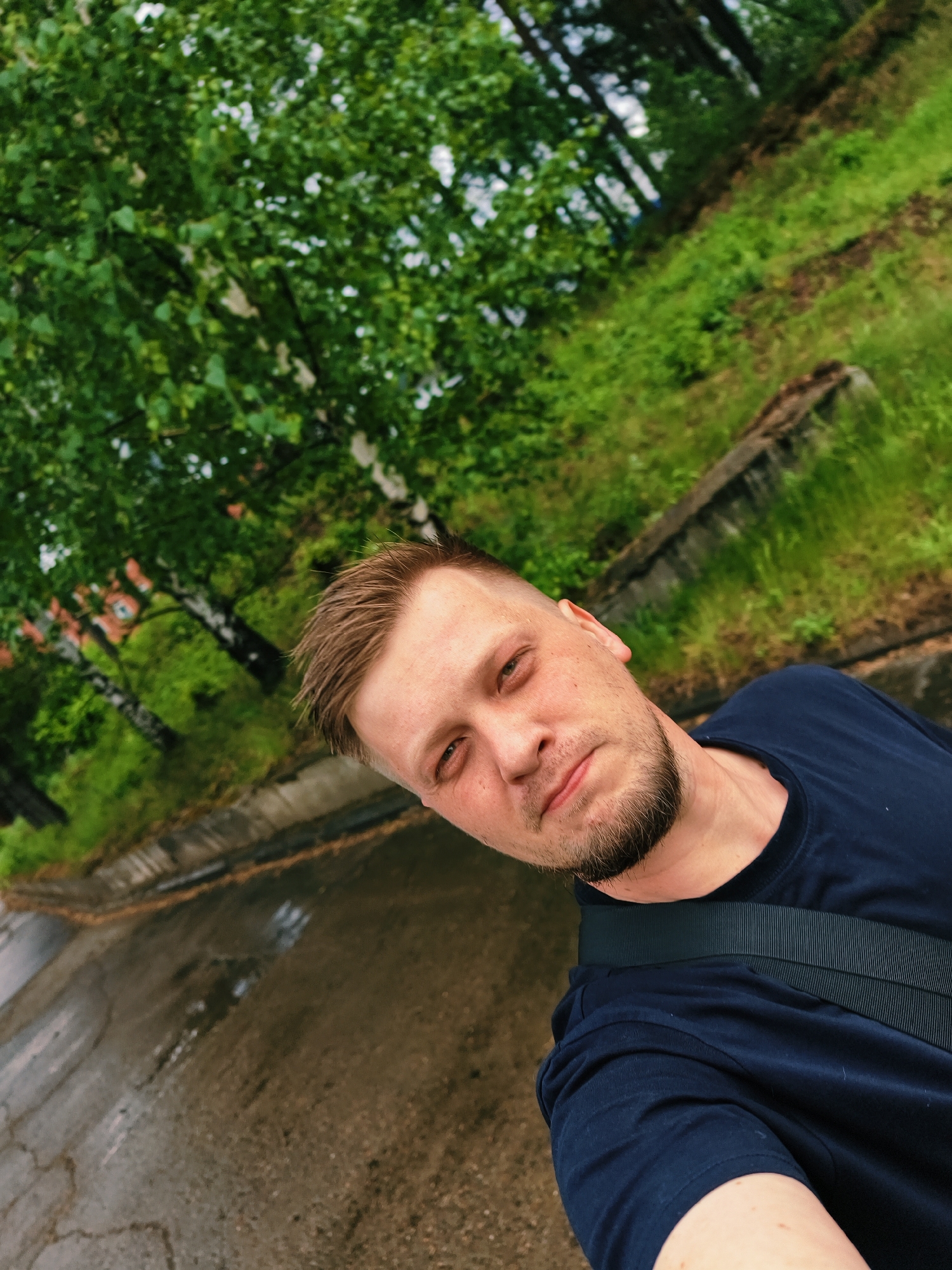 Man photographed near water tower in rural Noviy, Russia