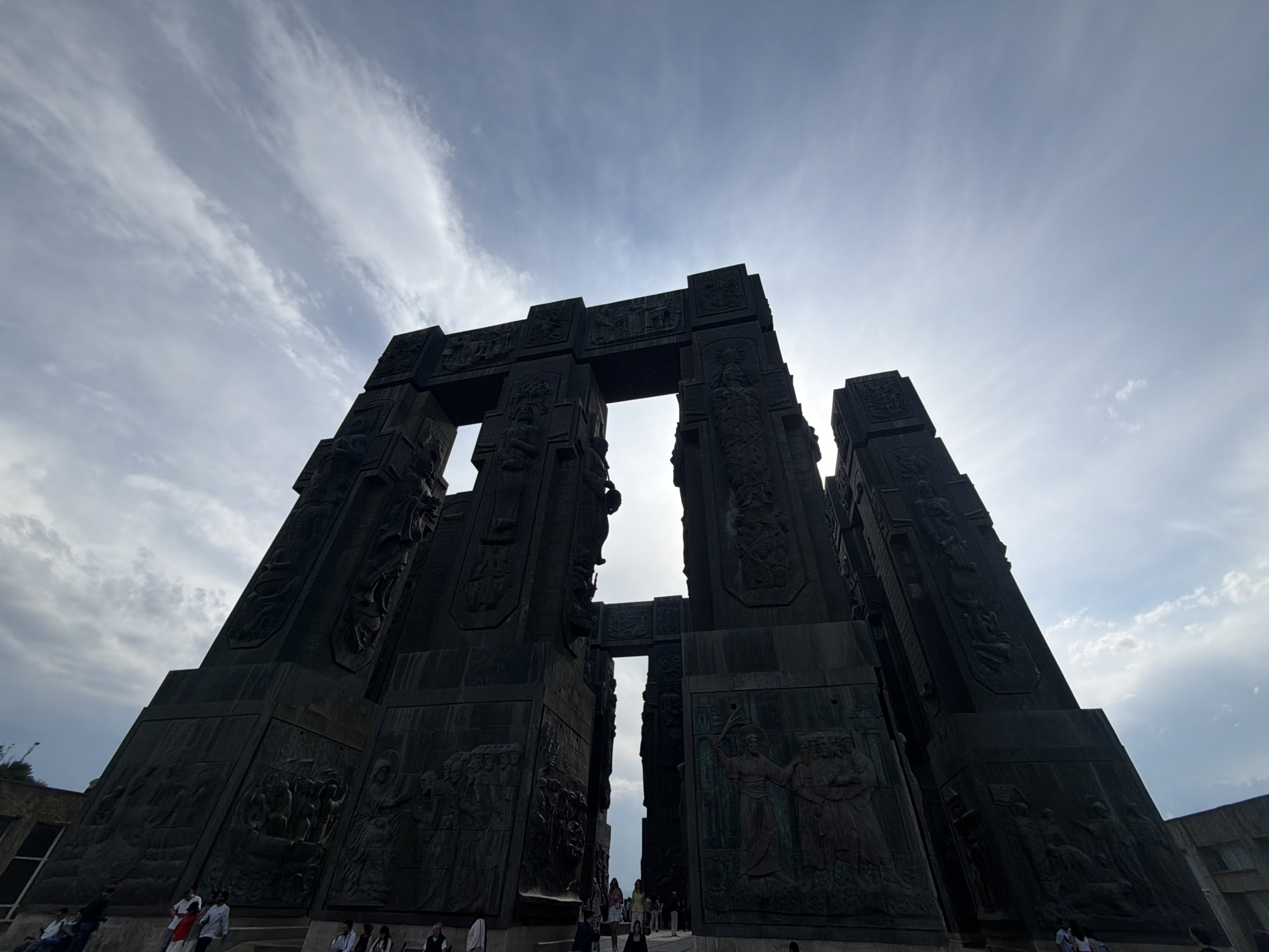 Tourist documents Tbilisi landmarks and waterfront activities