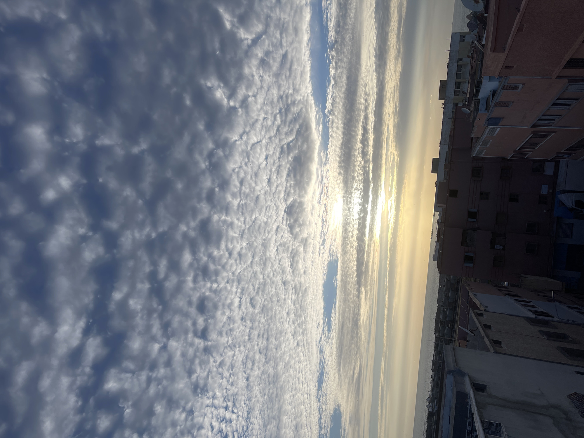 Evening clouds observed over Safi, Morocco from rooftop
