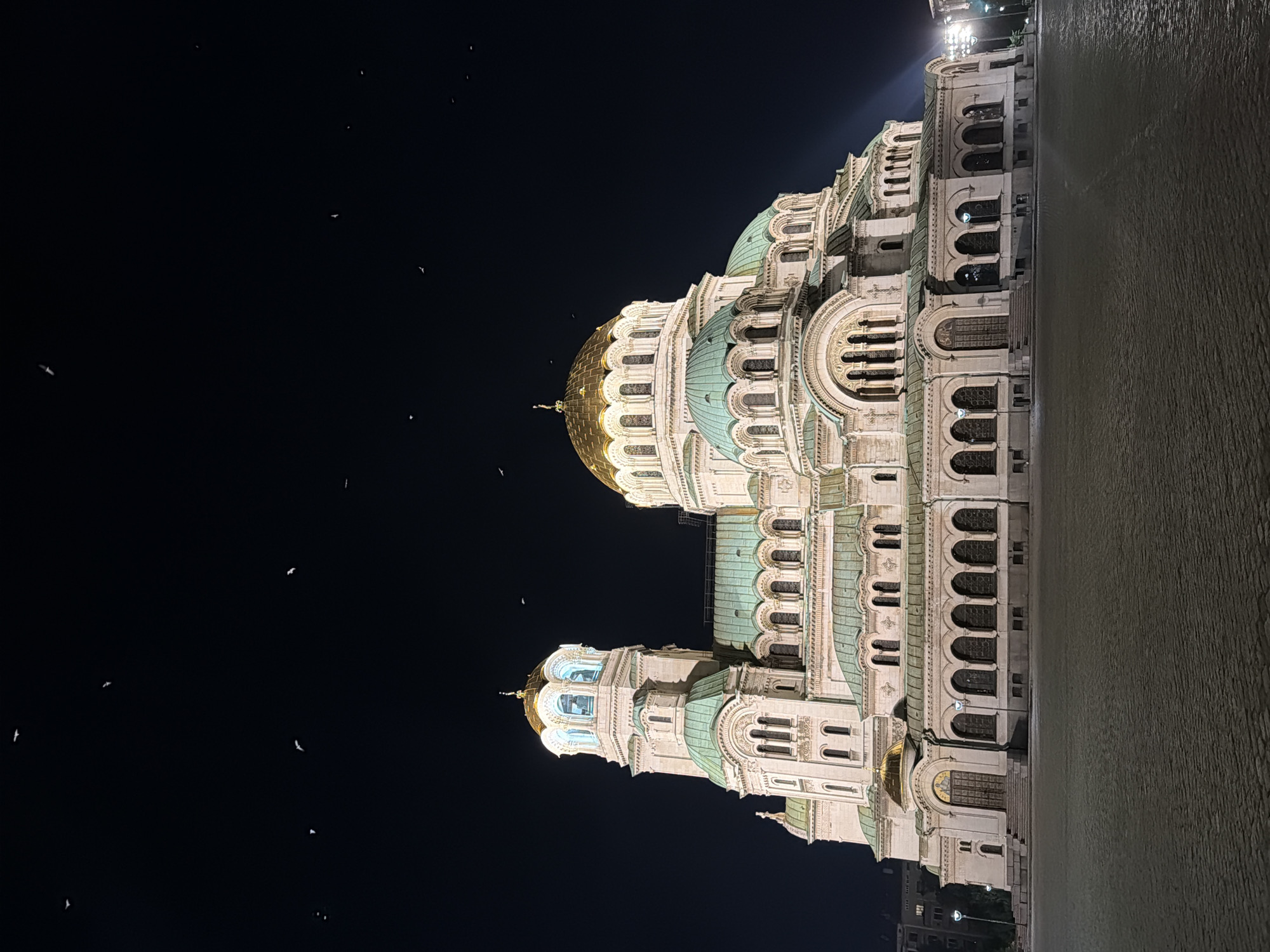 Sofia's historic center landmarks at night
