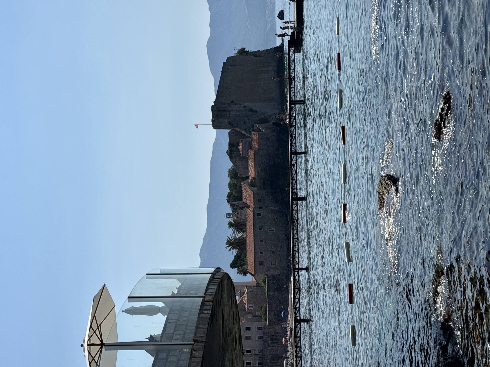 Sunny morning around Budva's coast and old town streets
