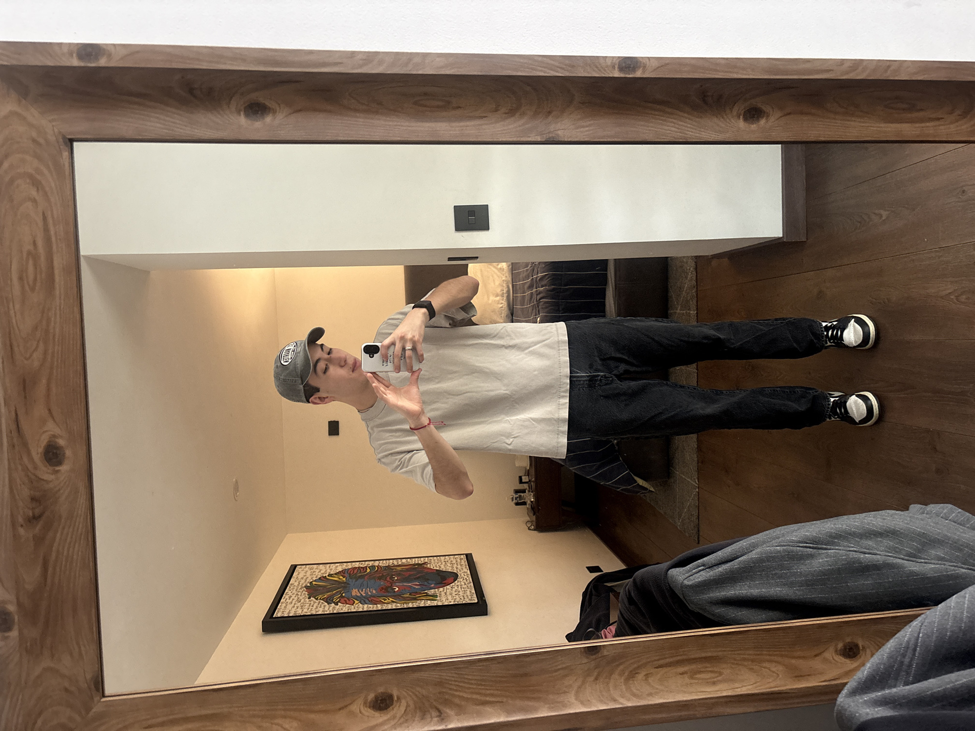Mirror selfies and room details from a hotel stay in Mexico