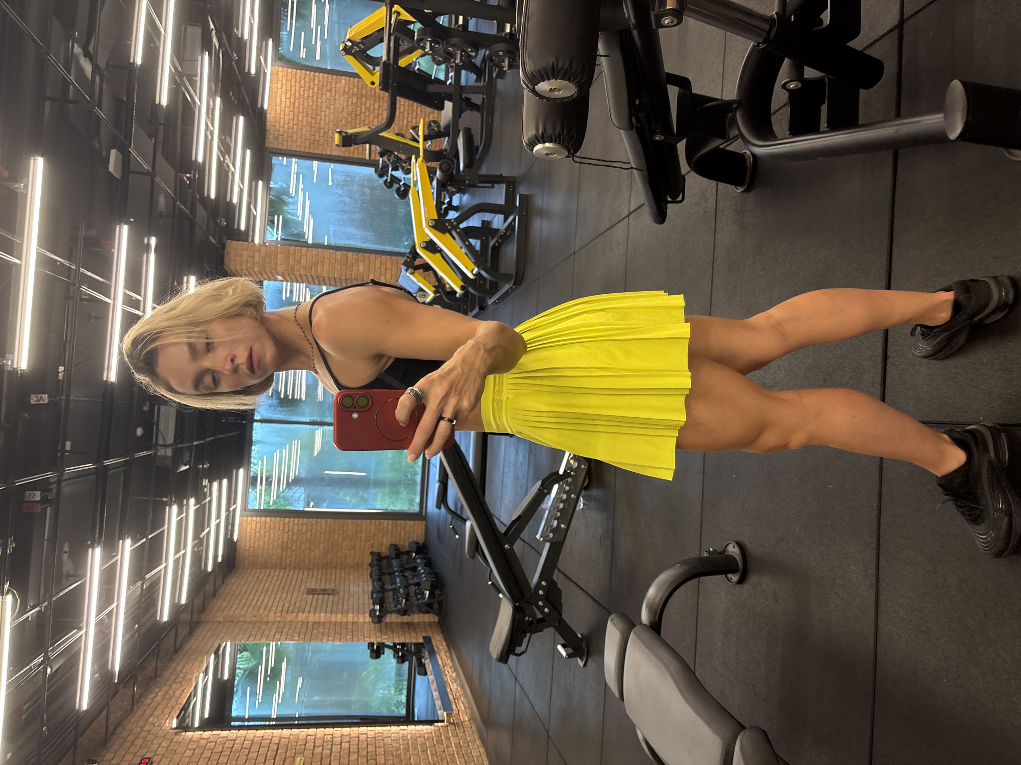 Woman takes late-night gym selfie in Rawai, Thailand