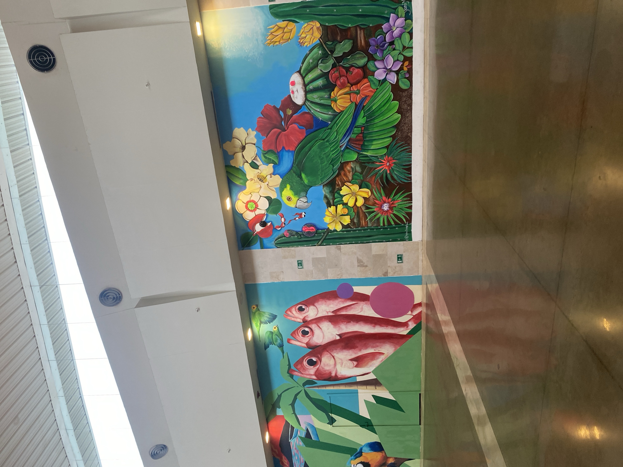 Tropical mural documented inside Pampatar building