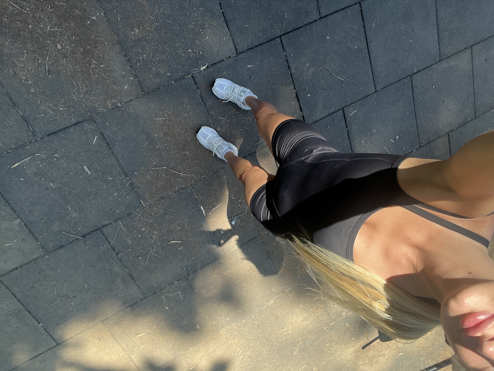 Woman exercises at outdoor fitness park in Bar, Montenegro