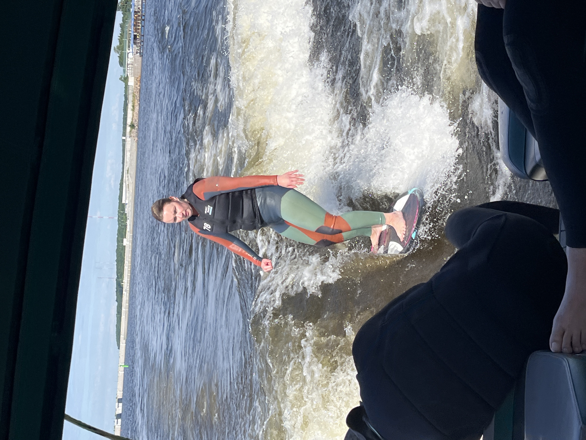 Wakeboarding session on Saint Petersburg's Neva River