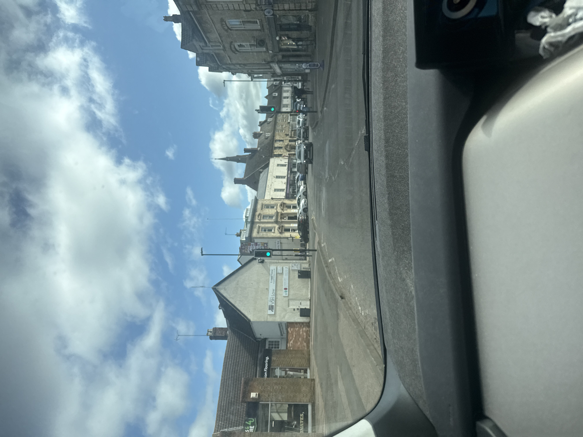 Morning drive through Thrapston and Kettering captures library, buildings