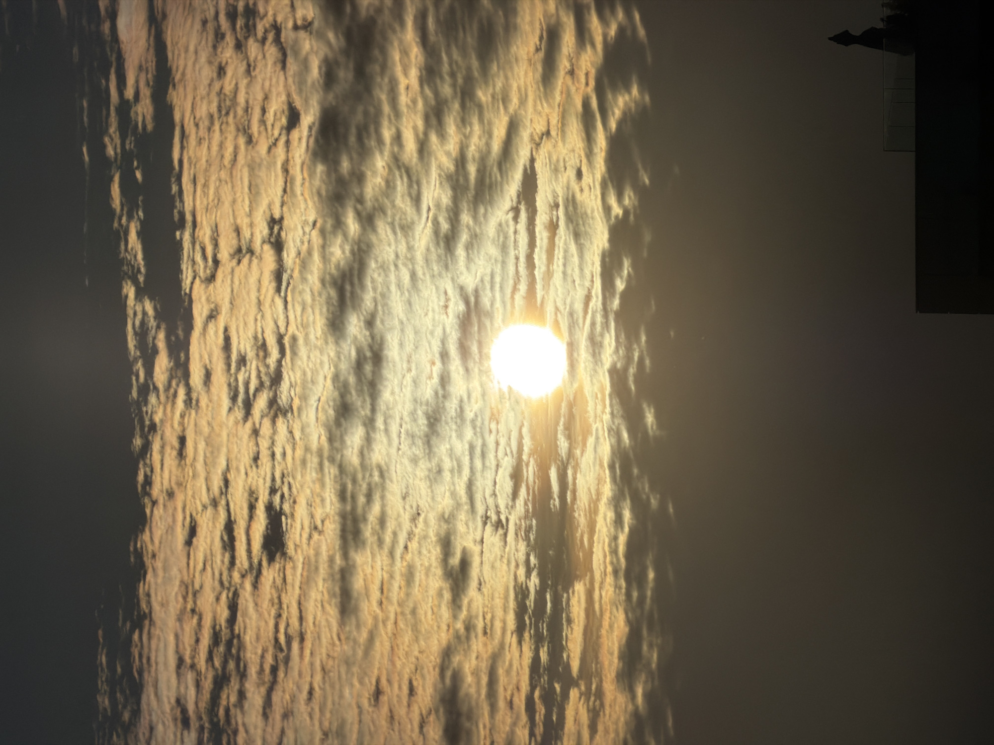 Golden sunset over Leudelange rooftops, clouds and contrail