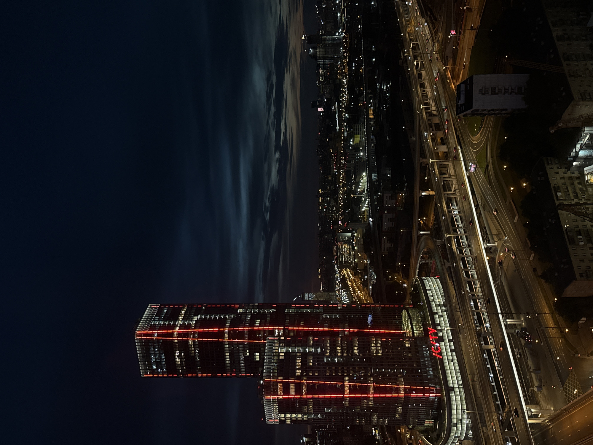 Night skyline and street scenes across Khimki, Russia
