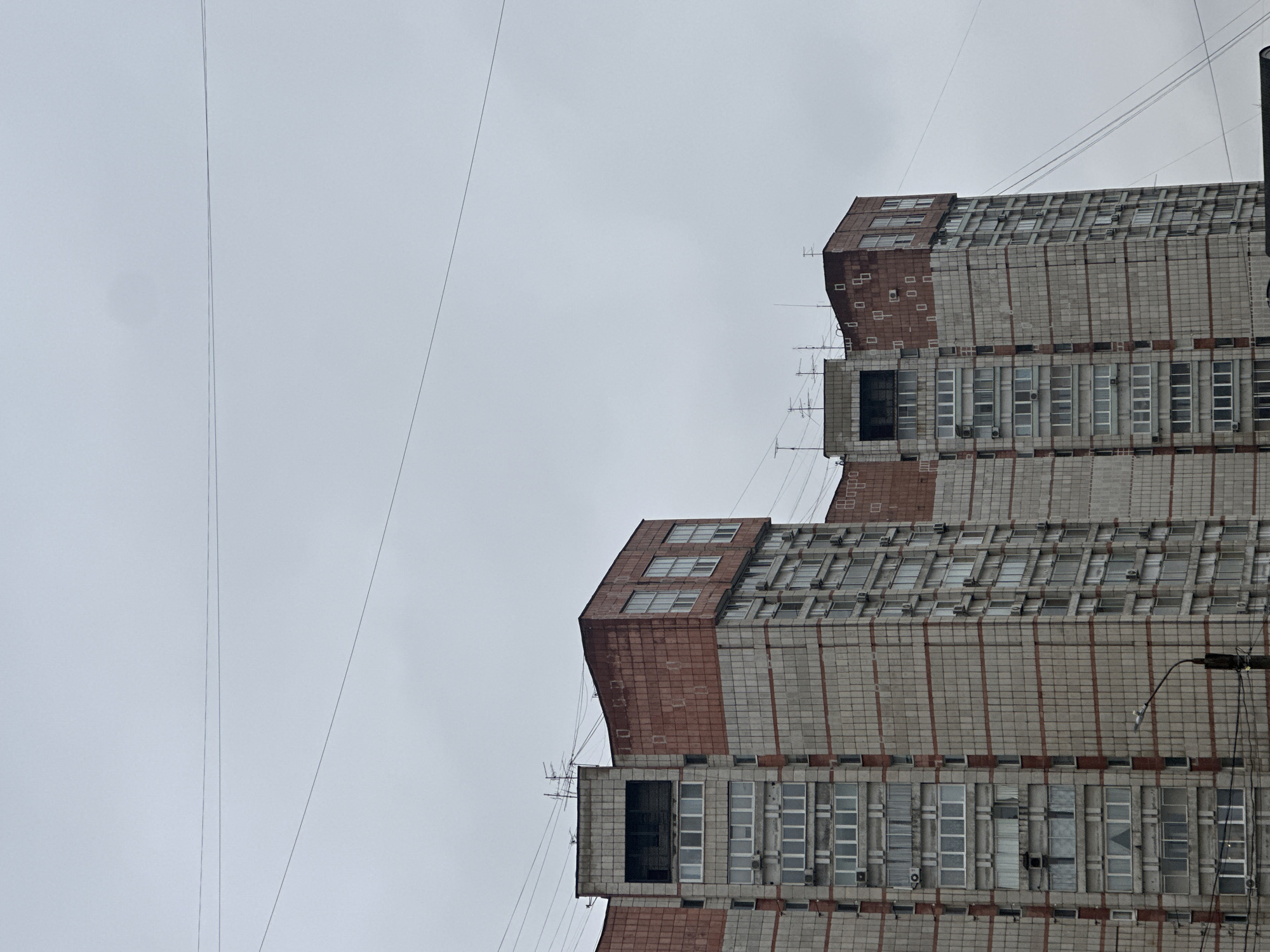Multi-story building with distinctive architecture observed in Perm, Russia
