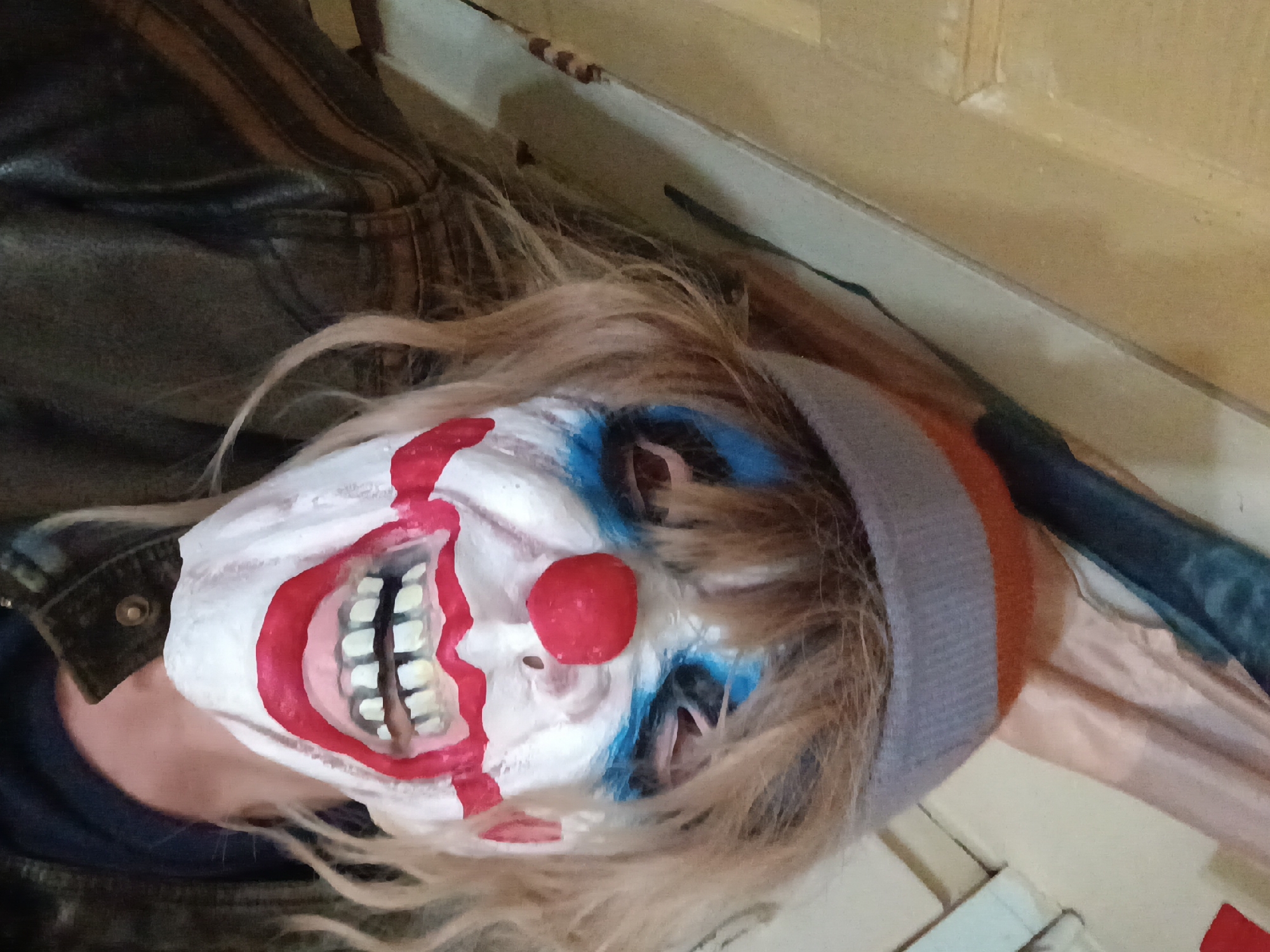 Early morning documentation of spiders and clown mask in Clarksville