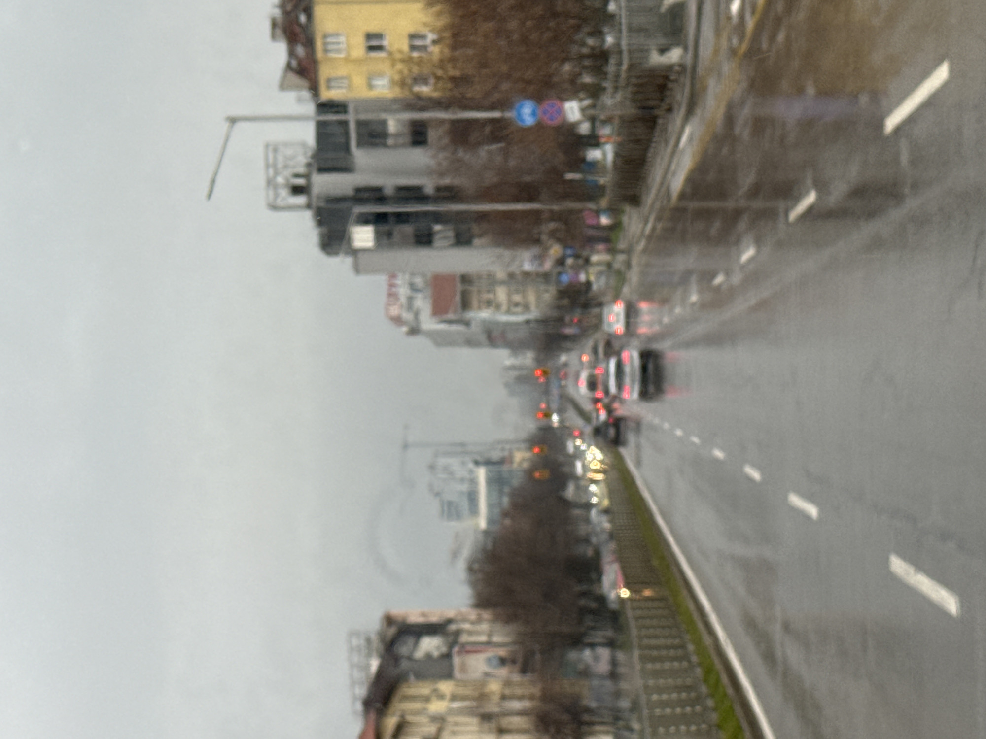 Early morning rain creates wet street scene in Sofia