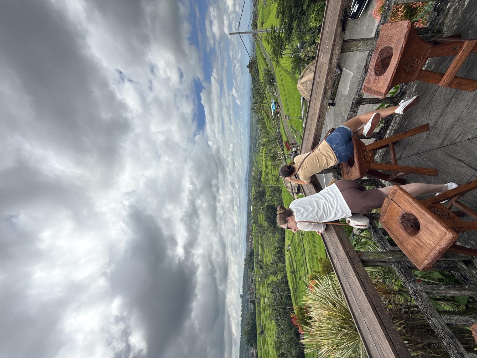 Tourists visit Jatiluwih Rice Terraces viewing platforms in Penebel