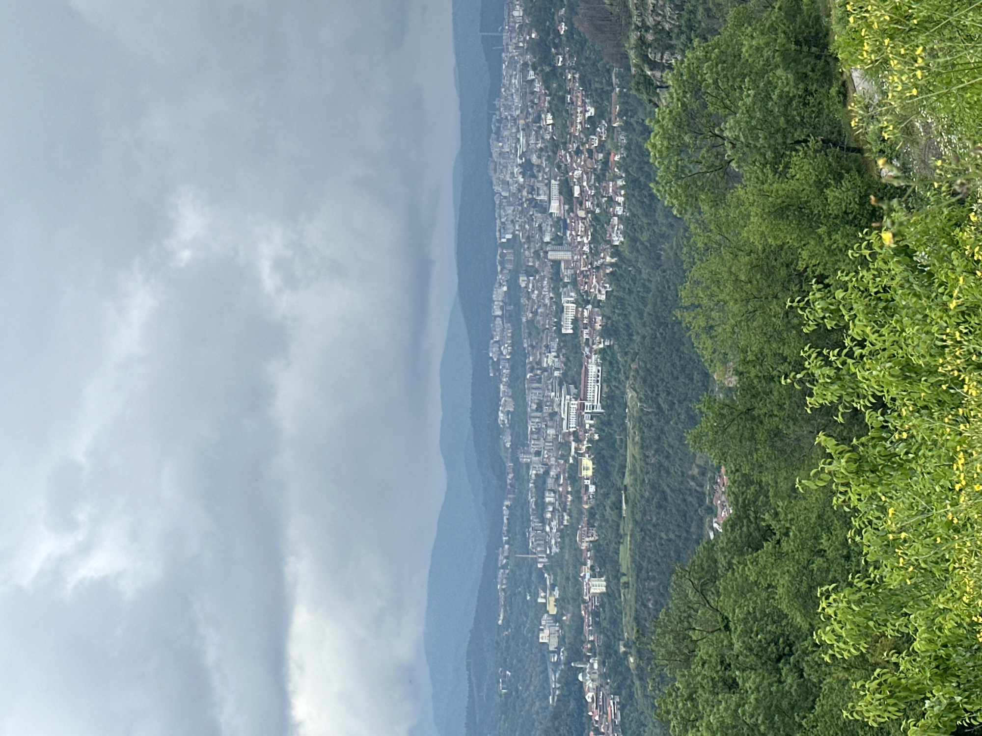 Aerial view captures Bulgarian valley city from above