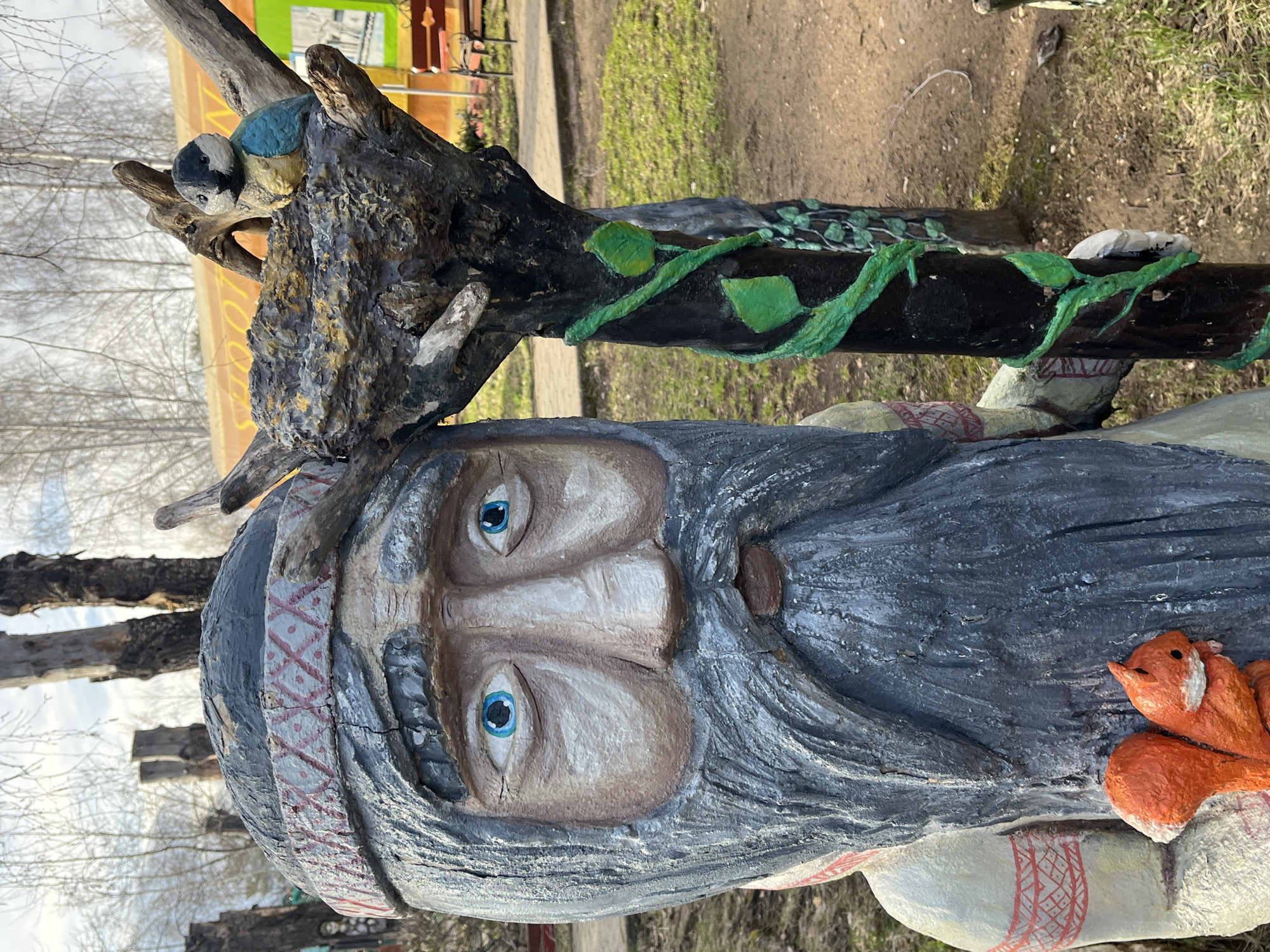 Visitor documents folk art park tour in Chaikovsky, Russia