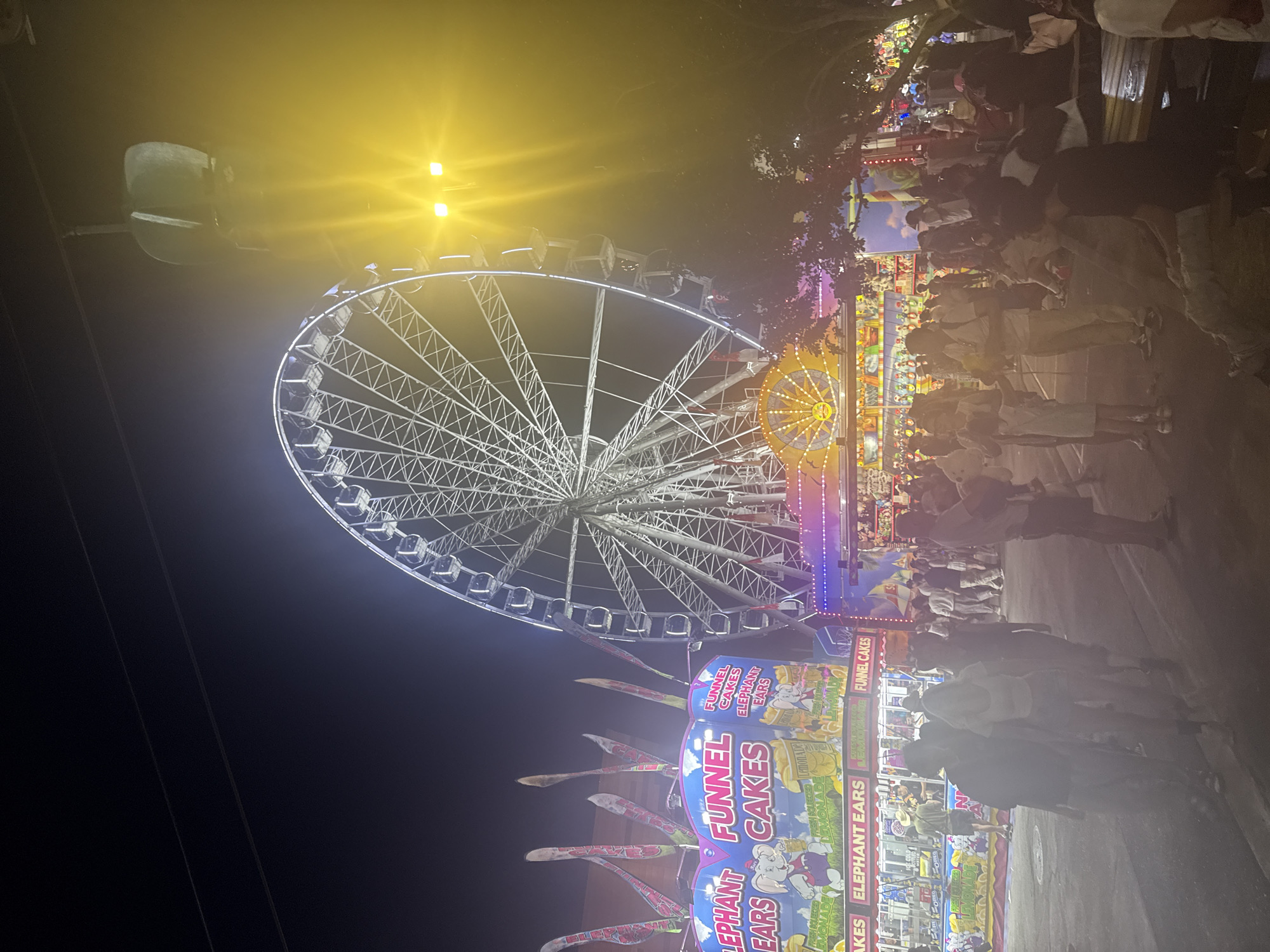 Calgary Stampede midway and concert stage, summer night