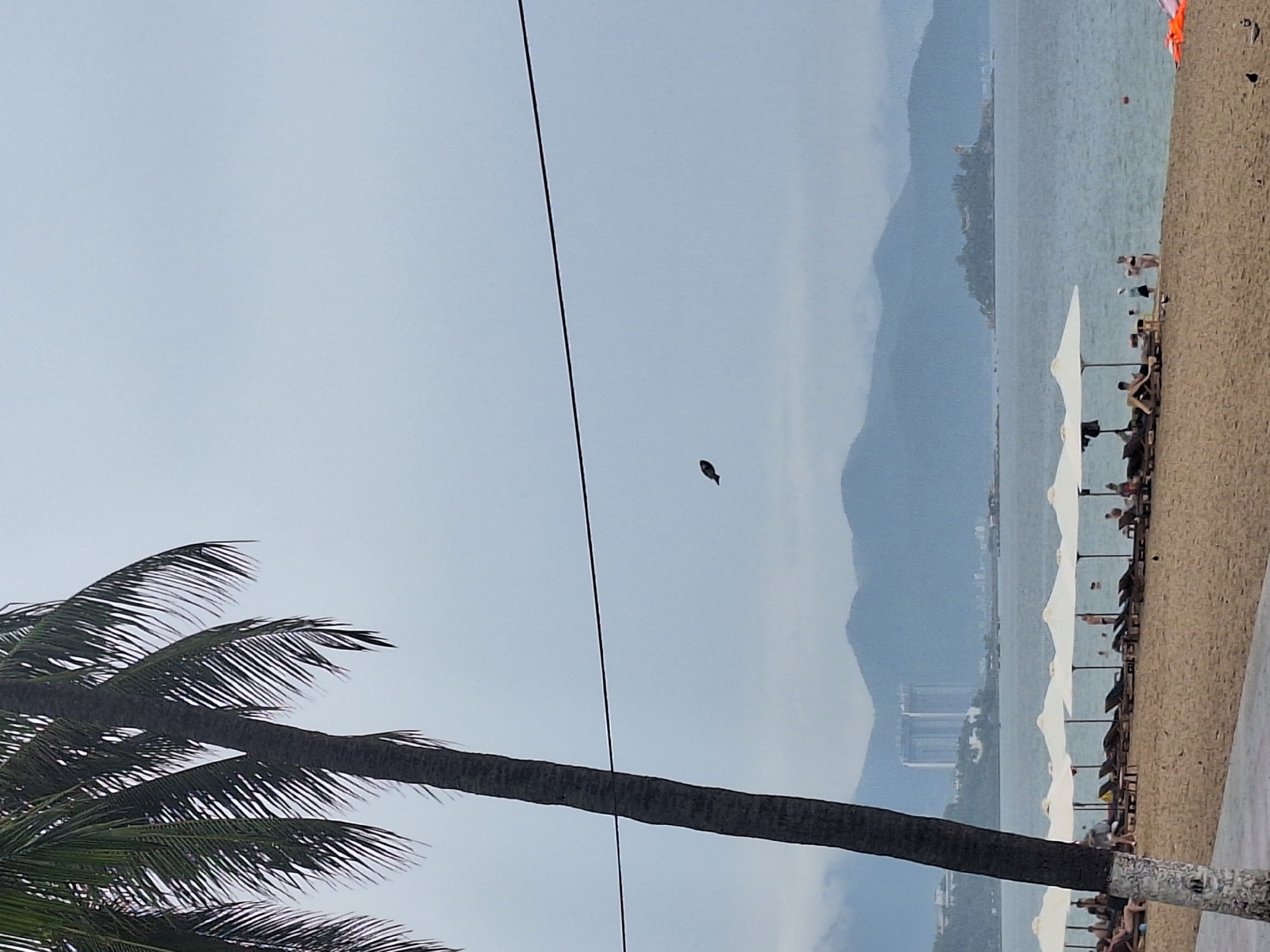 Grab delivery run along Nha Trang's wet beachfront promenade