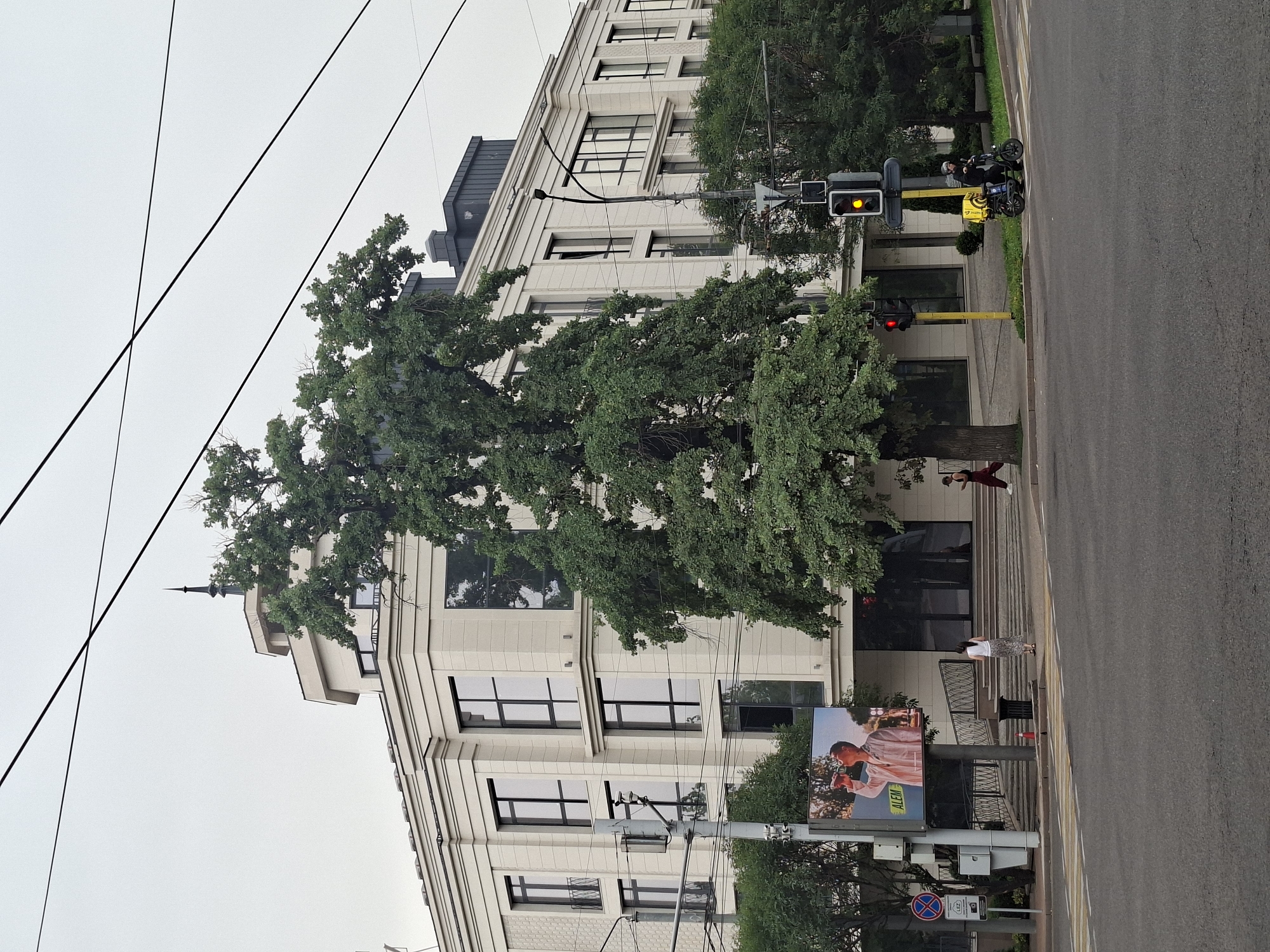 Street life and construction activity in central Almaty