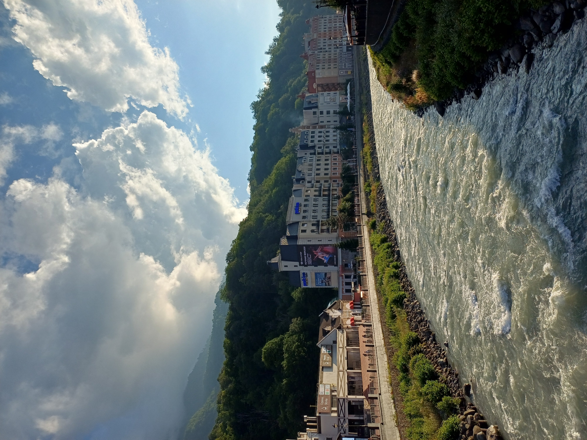 Summer festival and market day in Estosadok's mountain resort town