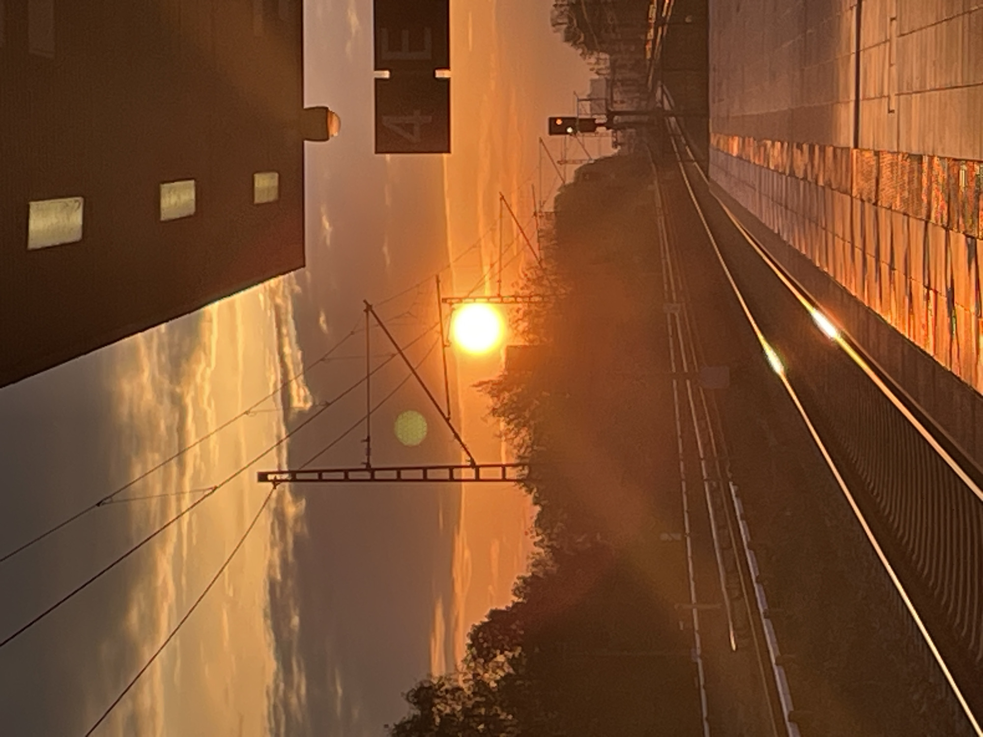 Berlin railway platform observed at sunrise