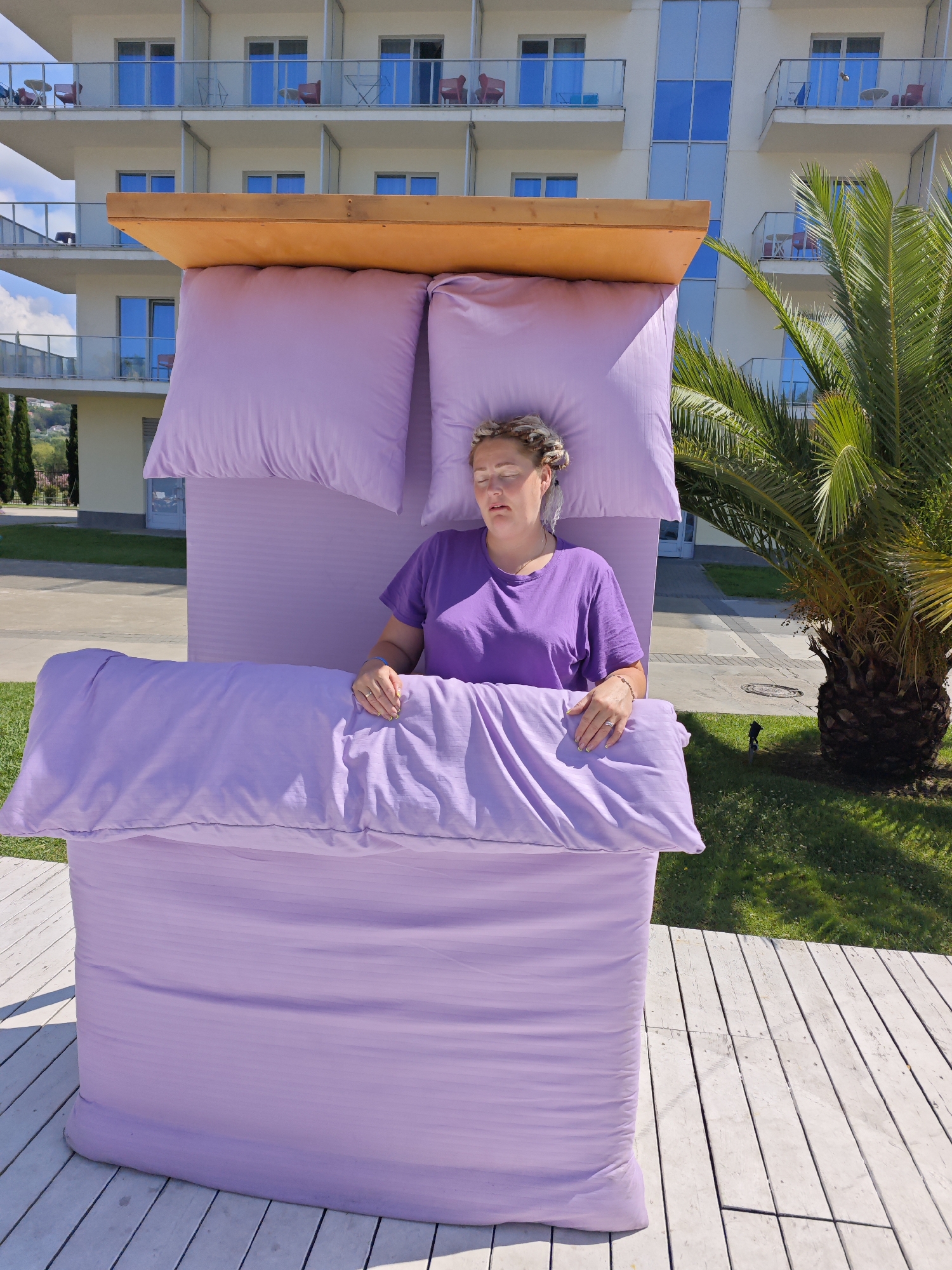 Poolside resort activity at a Sochi hotel deck