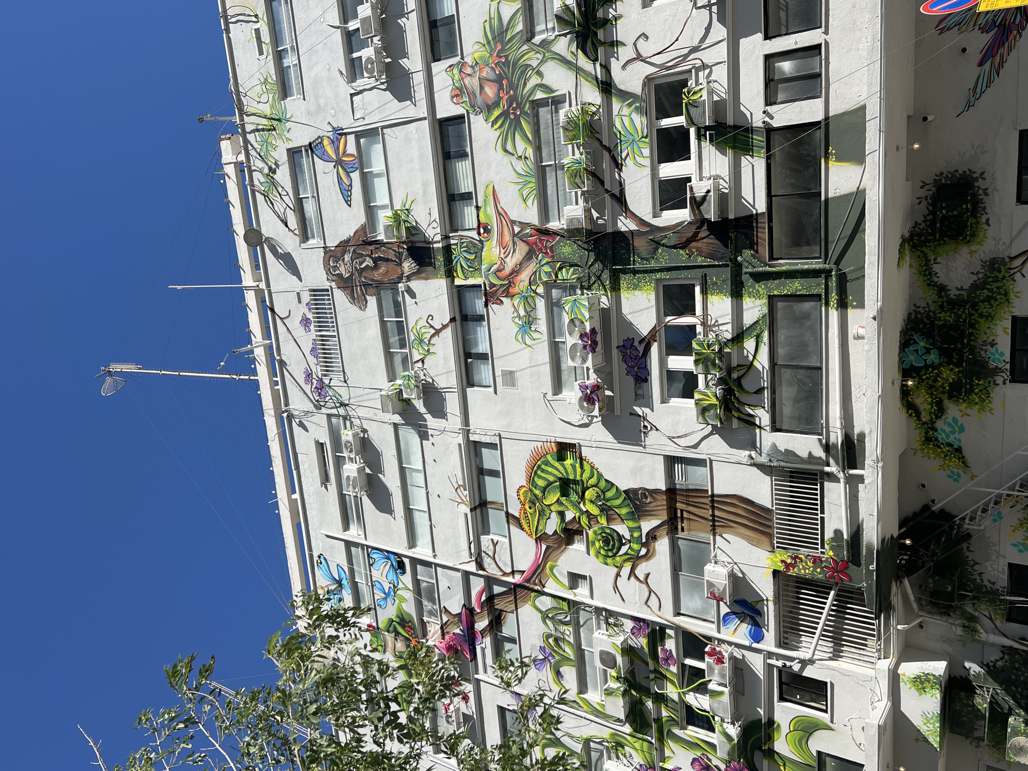 Nature mural adorns multi-story building facade in Tel-Aviv