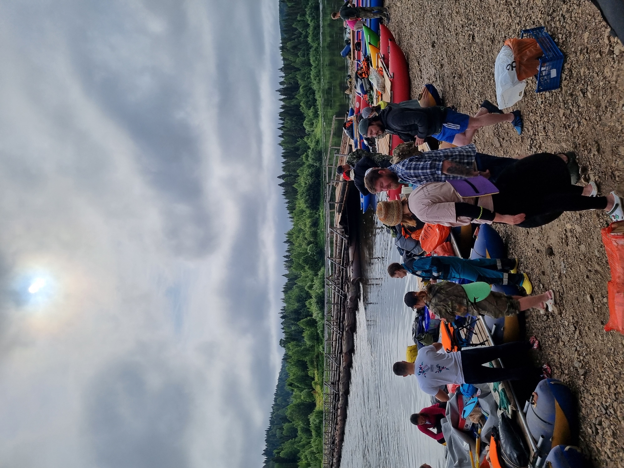 Rafting group launches from Visherogorsk riverbank on the Vishera